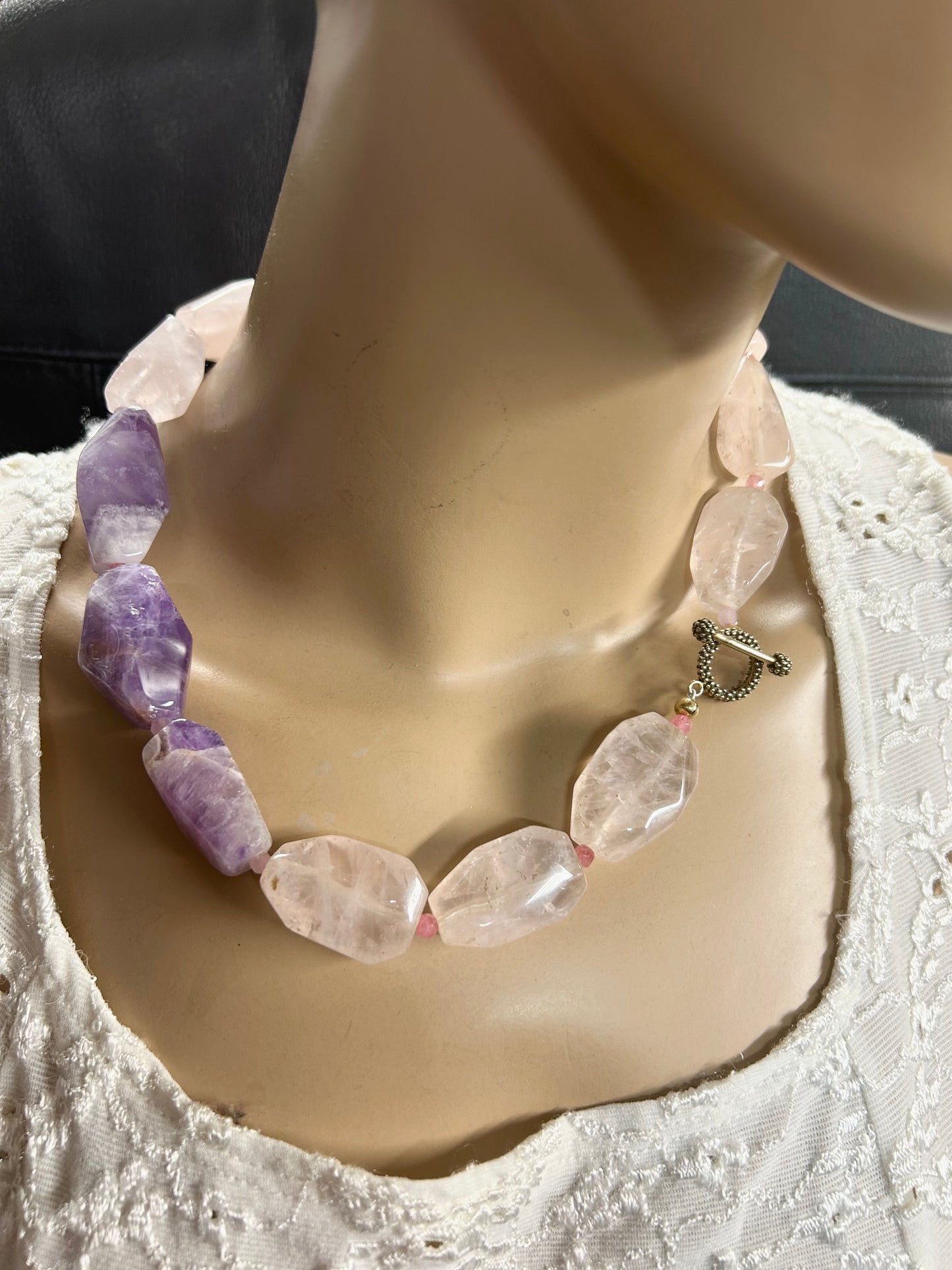 Amethyst and Rose Quartz Statement Necklace