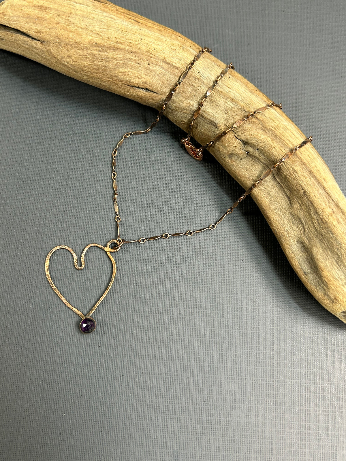 Copper heart in purple