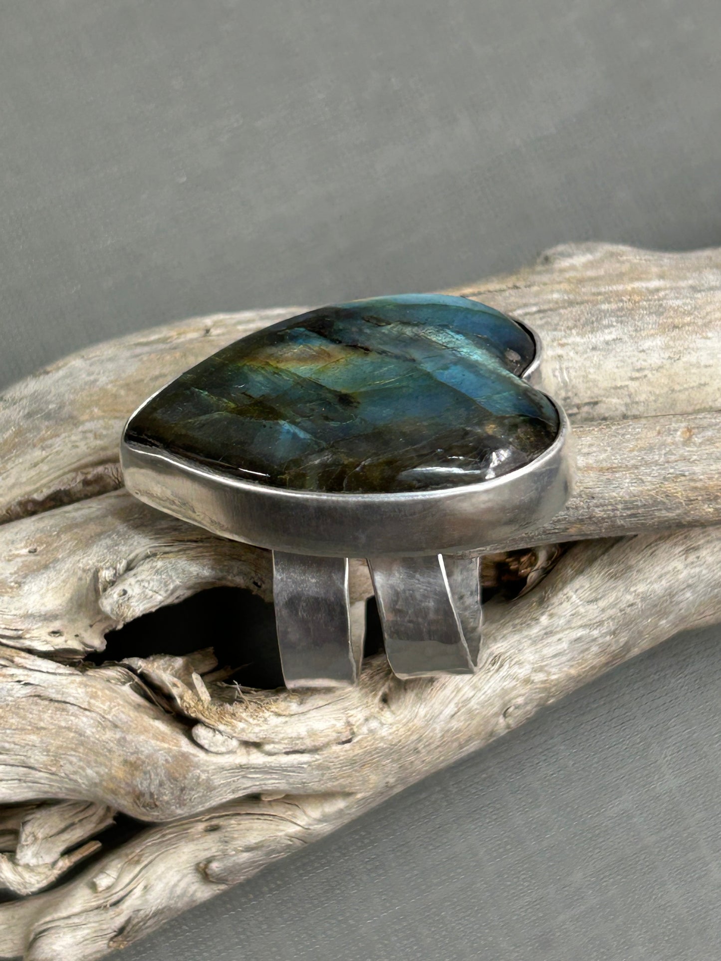 Labradorite Heart Silver Ring