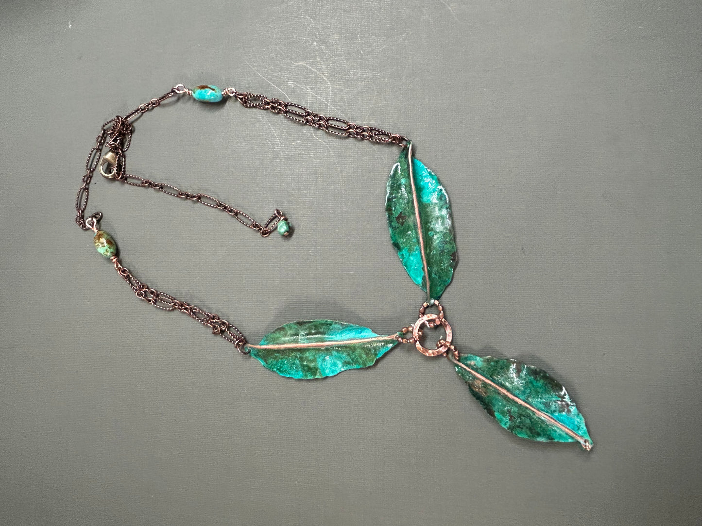 Turquoise leaves necklace