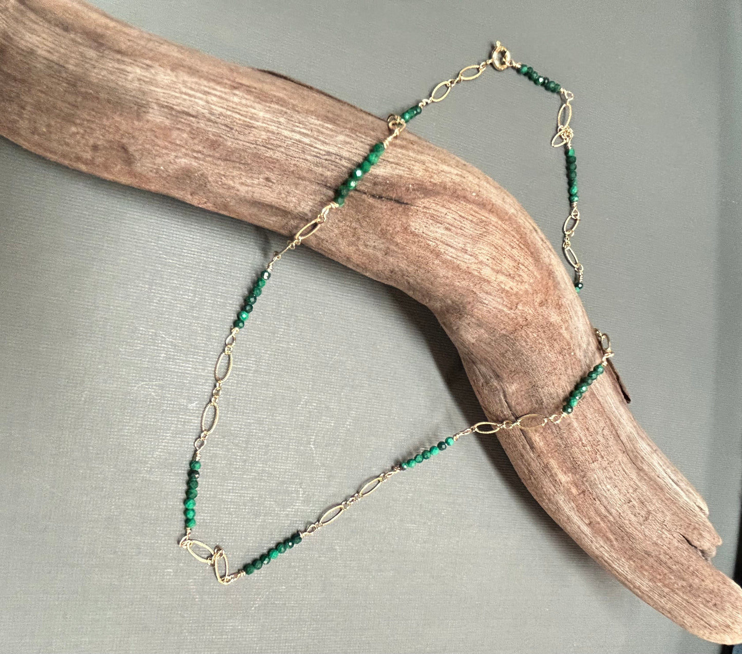 Malachite gold dainty necklace