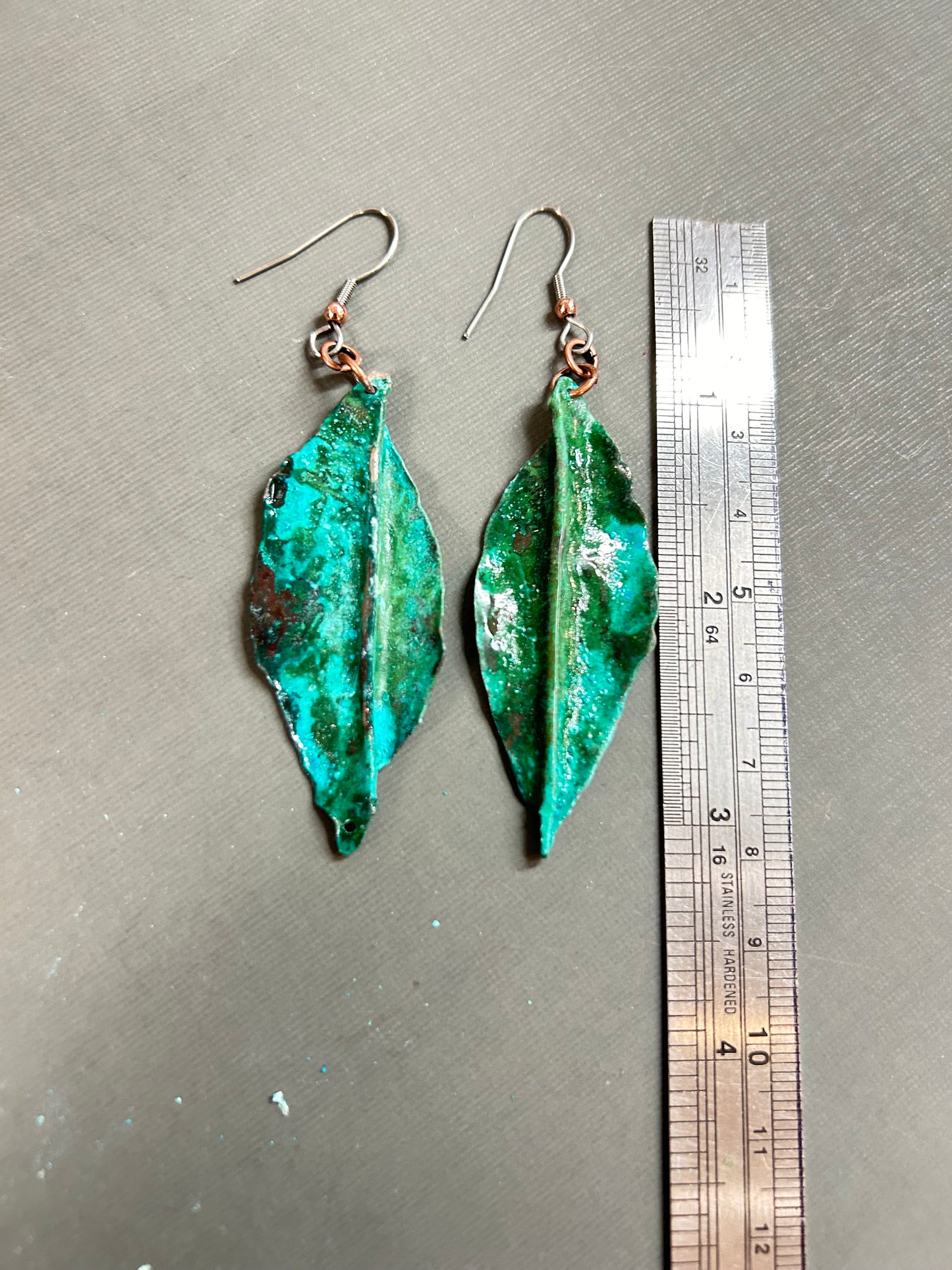 Leaves earrings copper turquoise