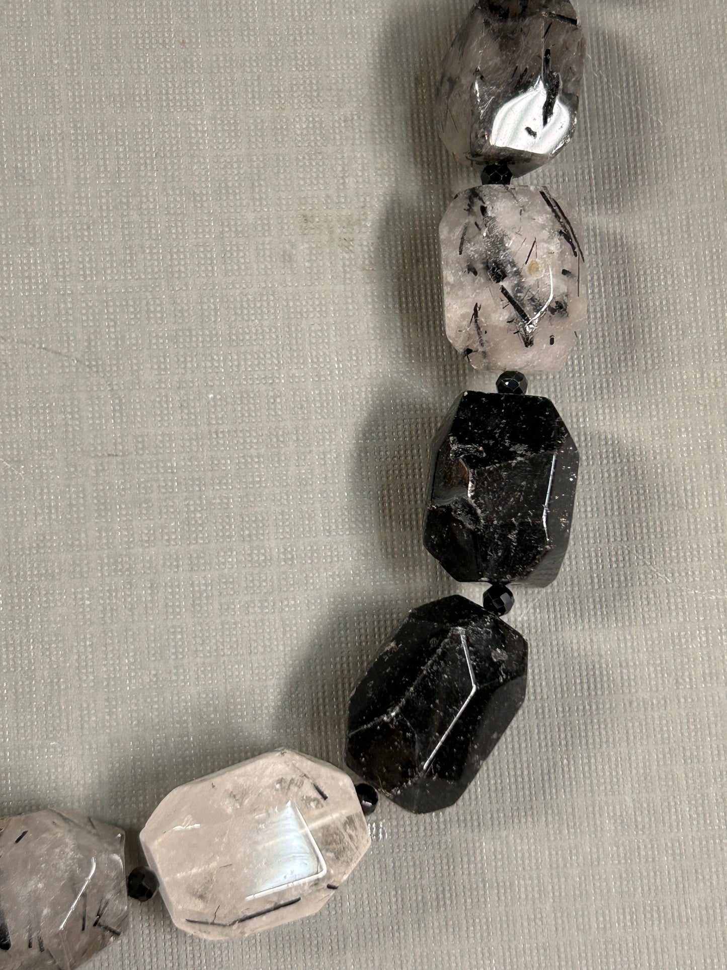 Rutilated Quartz black and white necklace