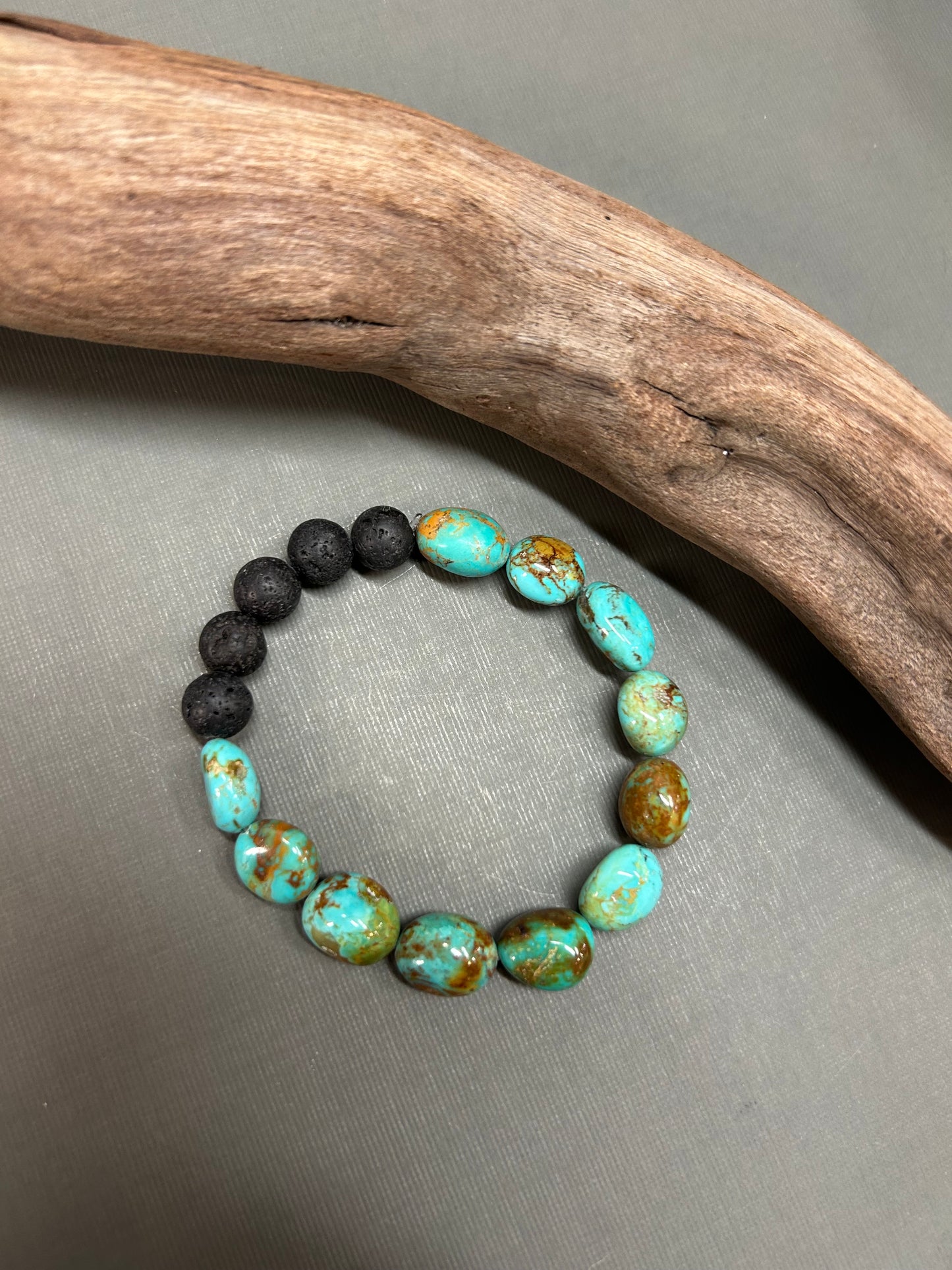 Turquoise and black lava bracelet