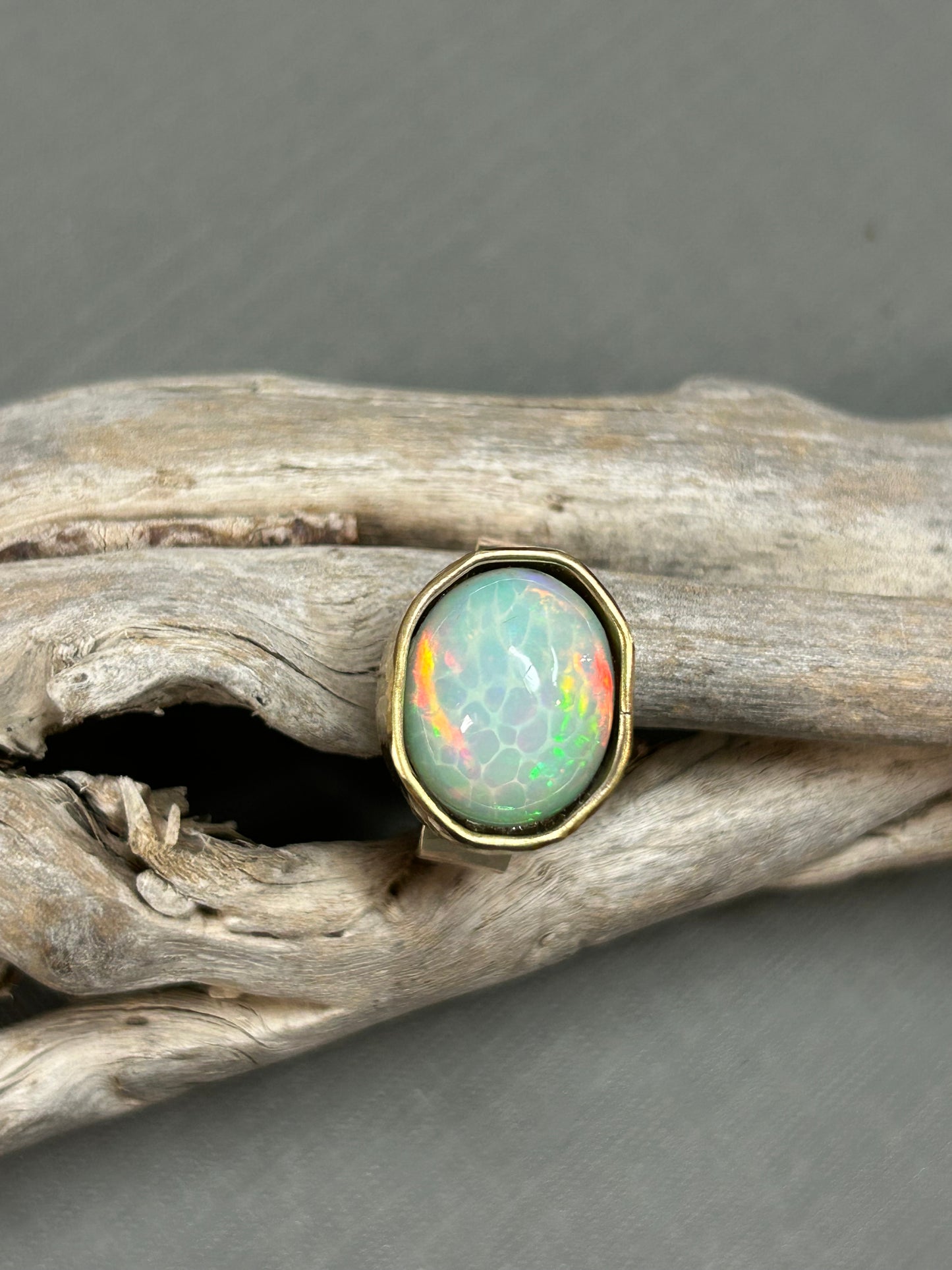 Rainbow Opal Gold ring