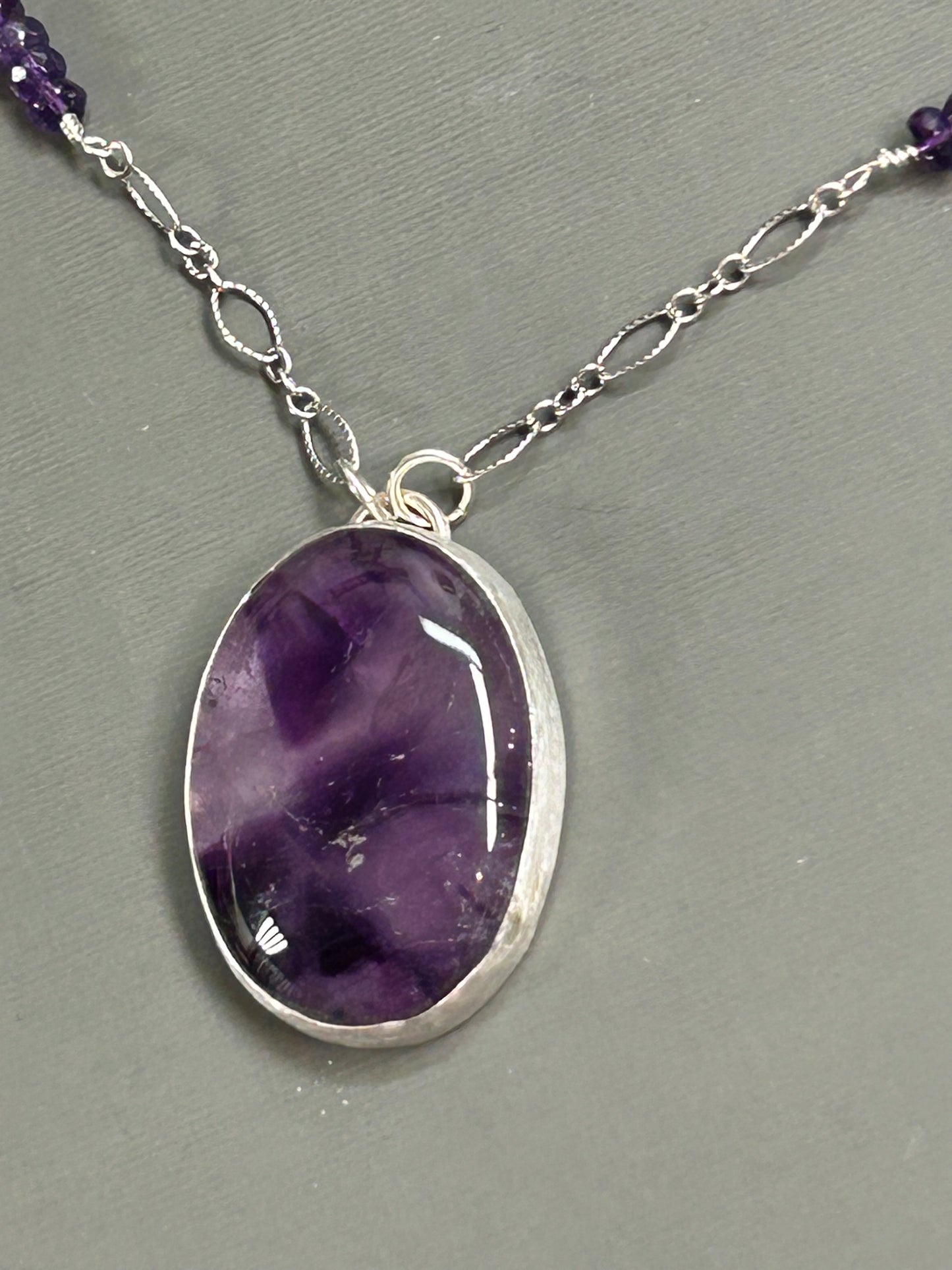 Amethyst and silver necklace