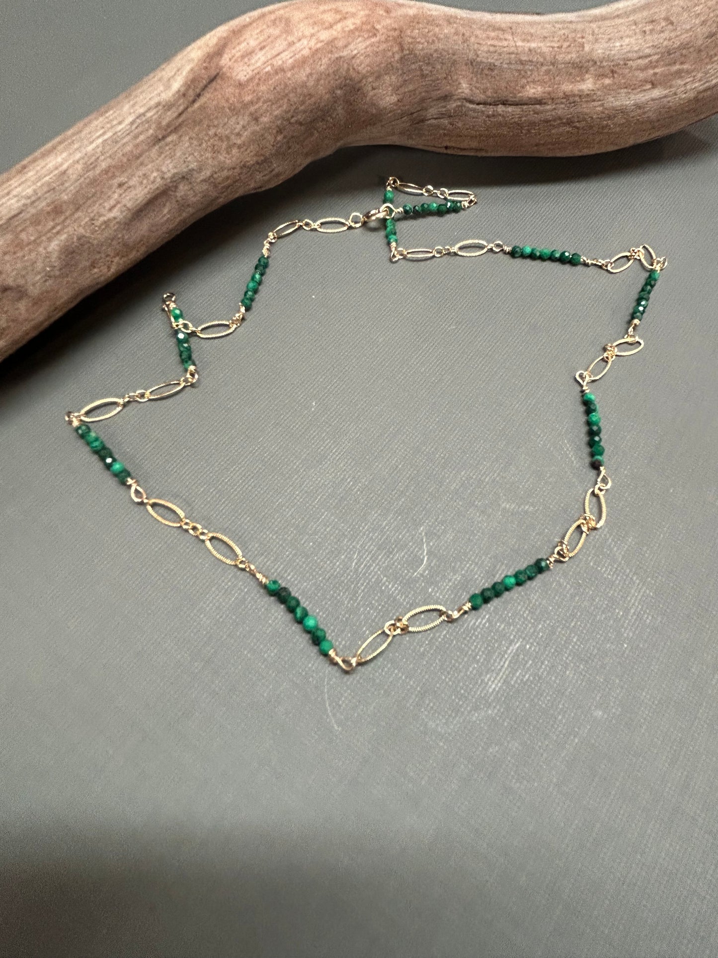 Malachite gold dainty necklace
