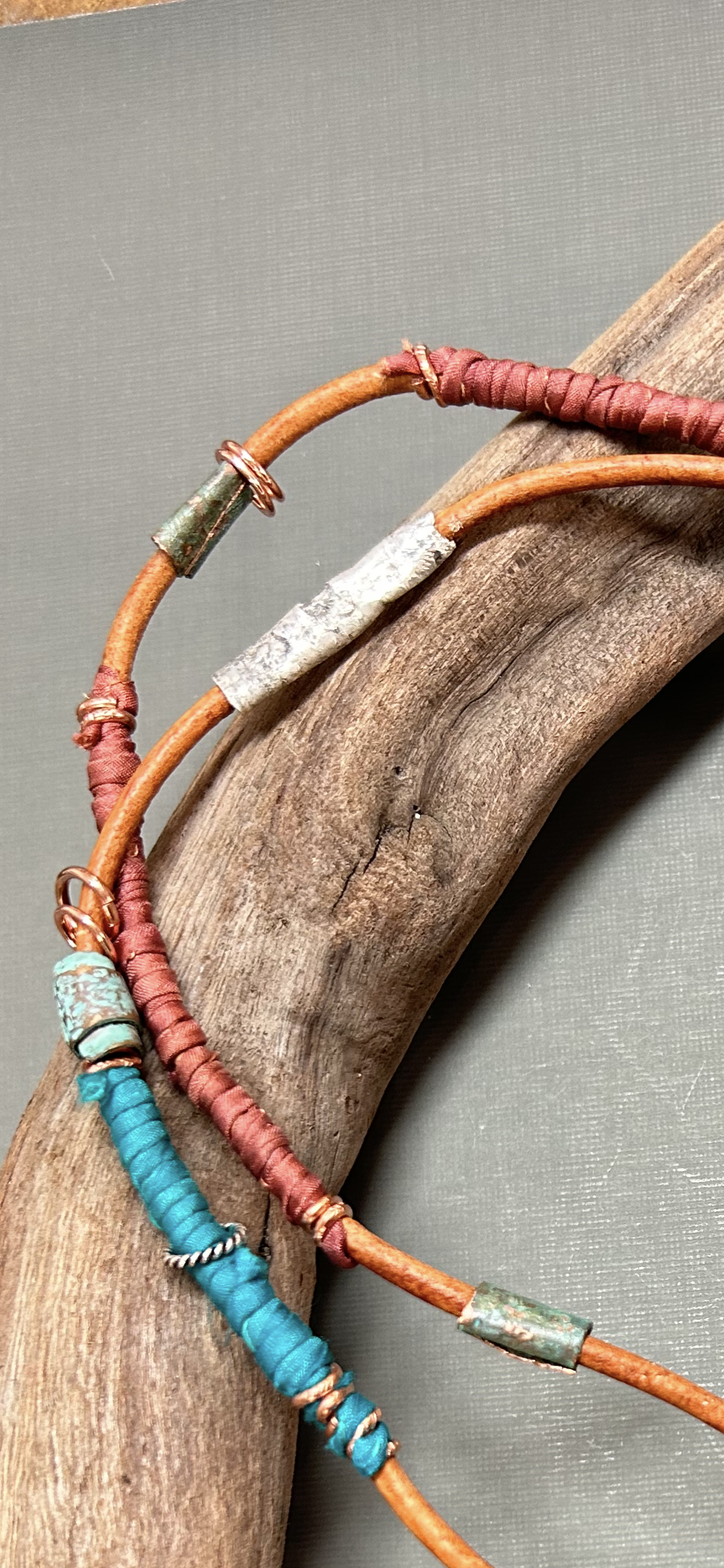 Leather necklace unisex walrus tusk