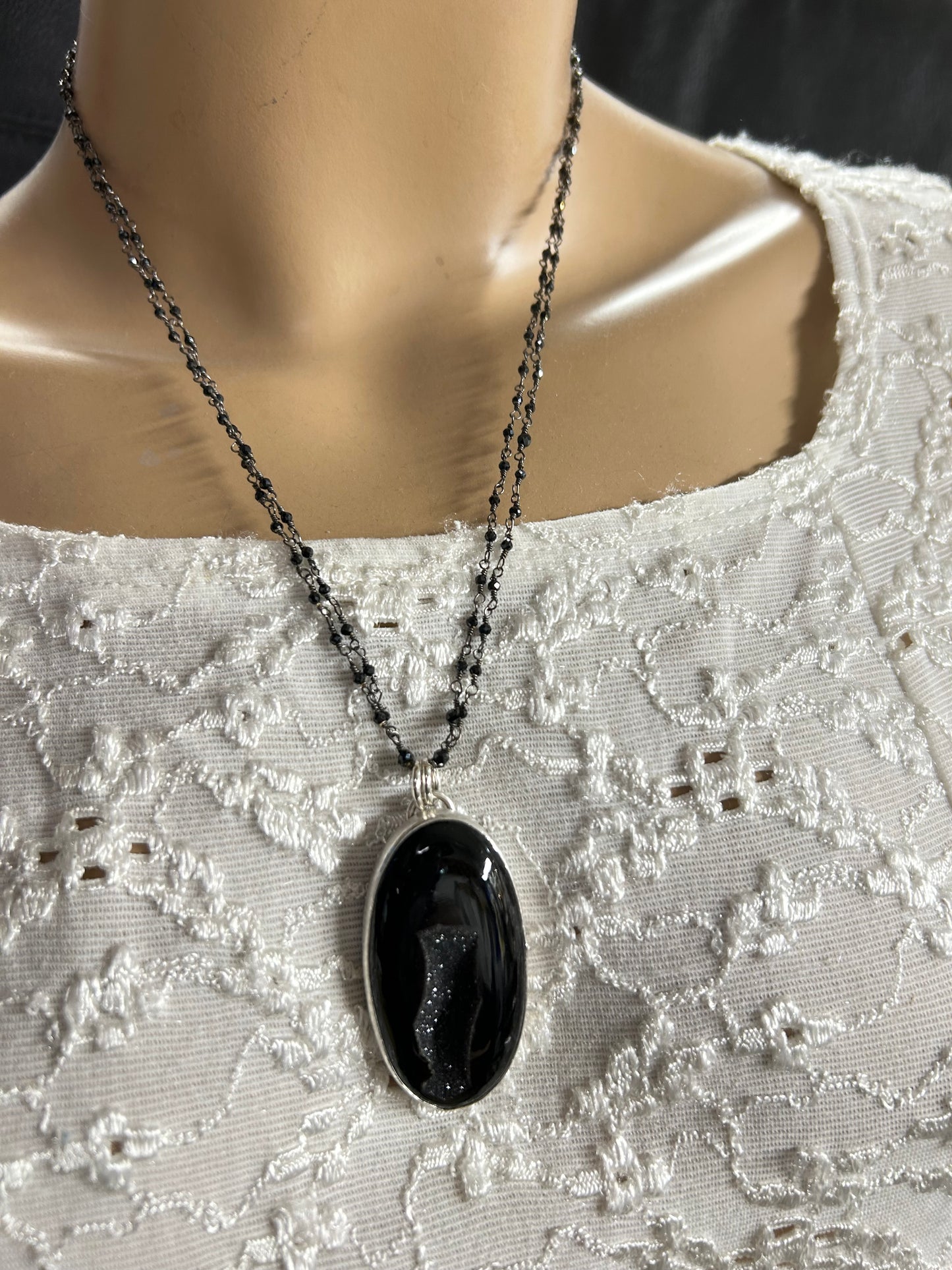 Black Onyx and Spinel necklace