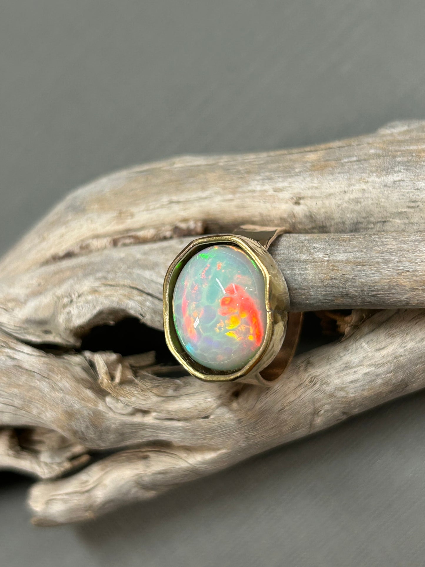 Rainbow Opal Gold ring