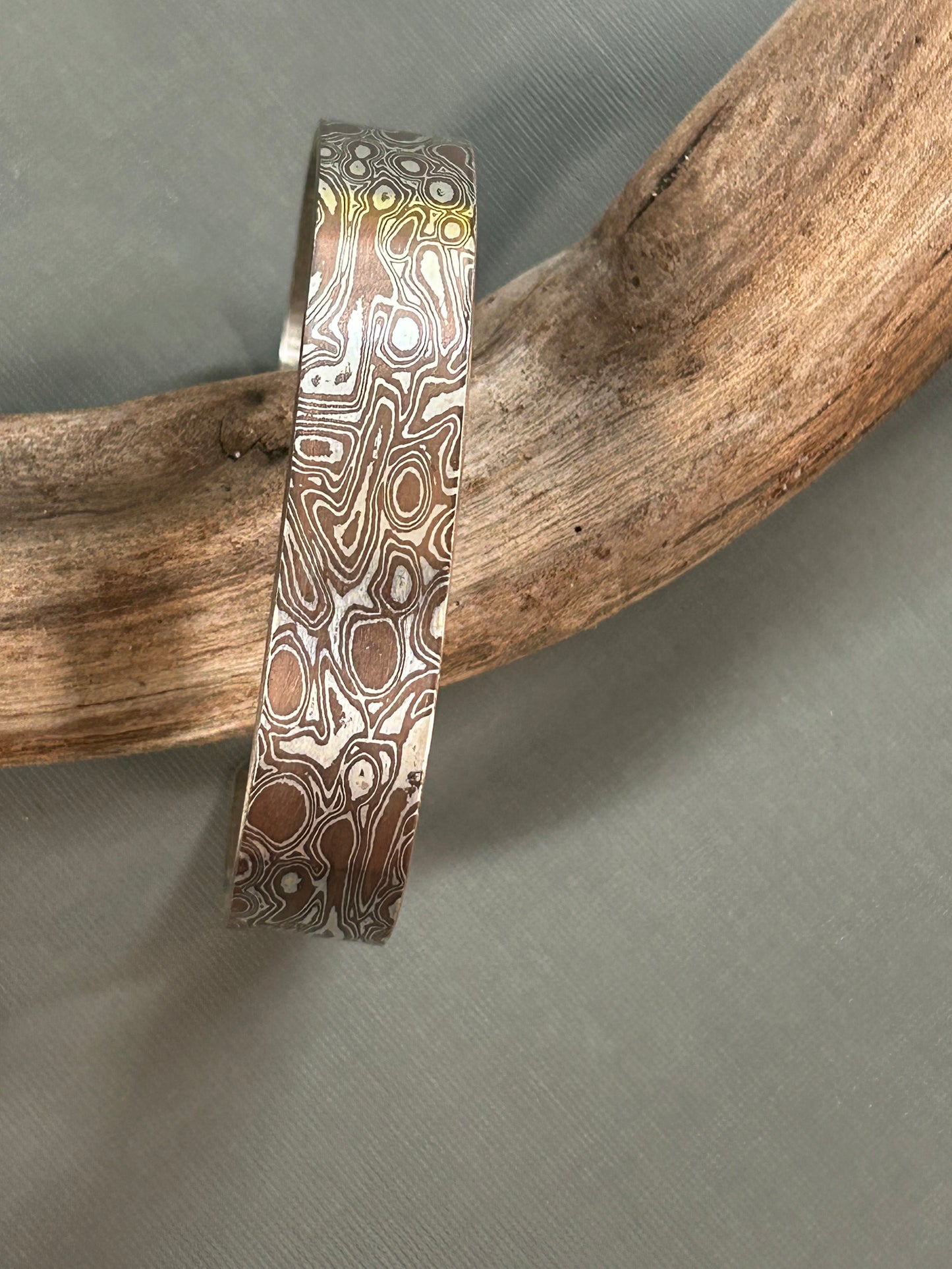 Mokume cuff-silver and copper