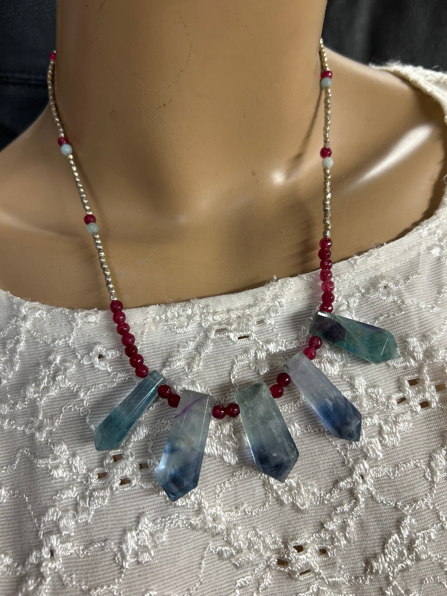 Fluorite and Ruby necklace