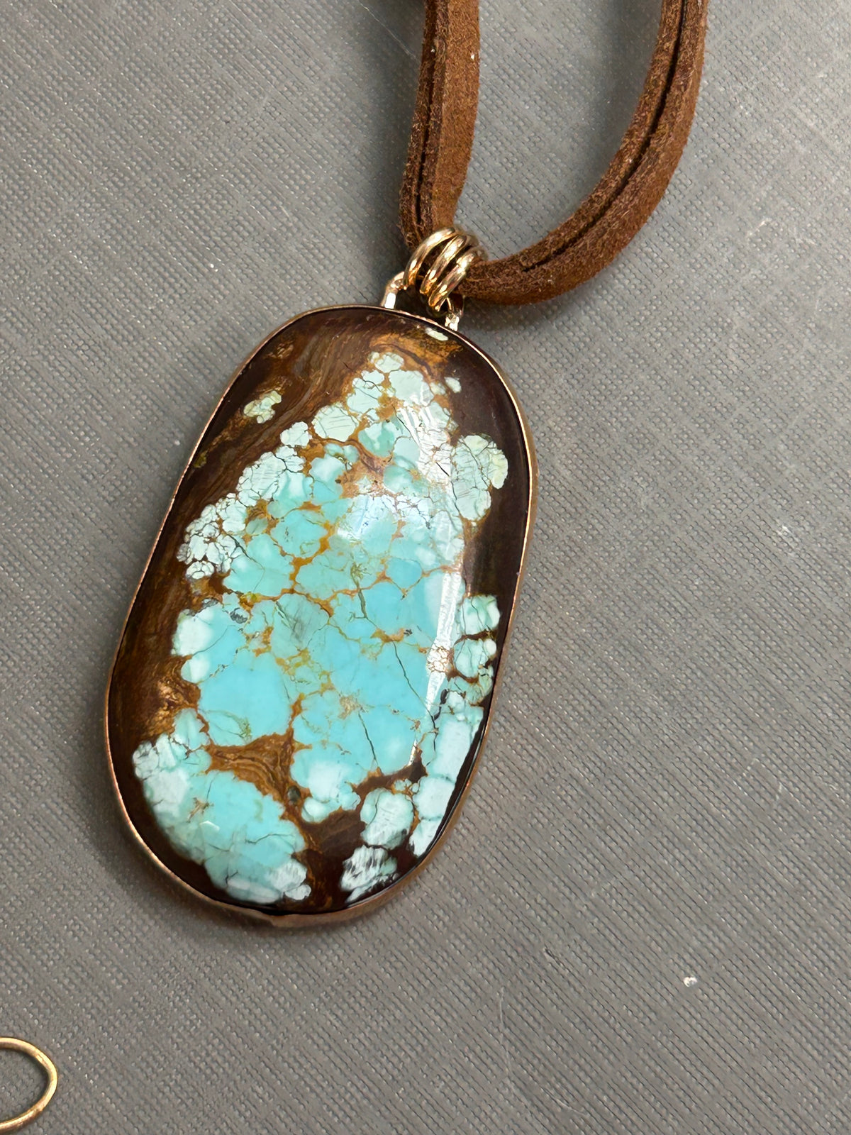 Huge Turquoise on leather- necklace