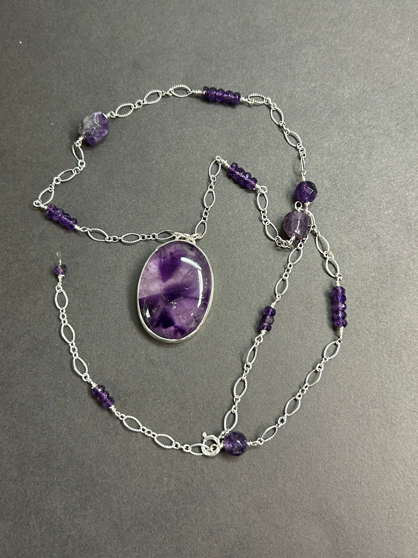 Amethyst and silver necklace