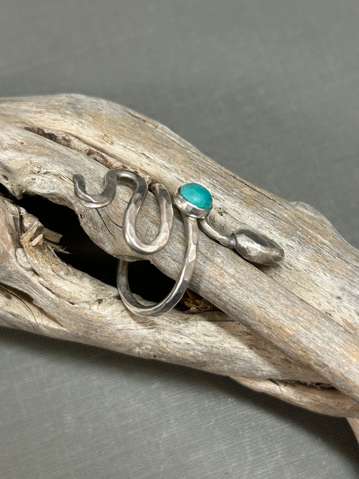 Snake ring silver and Turquoise accent
