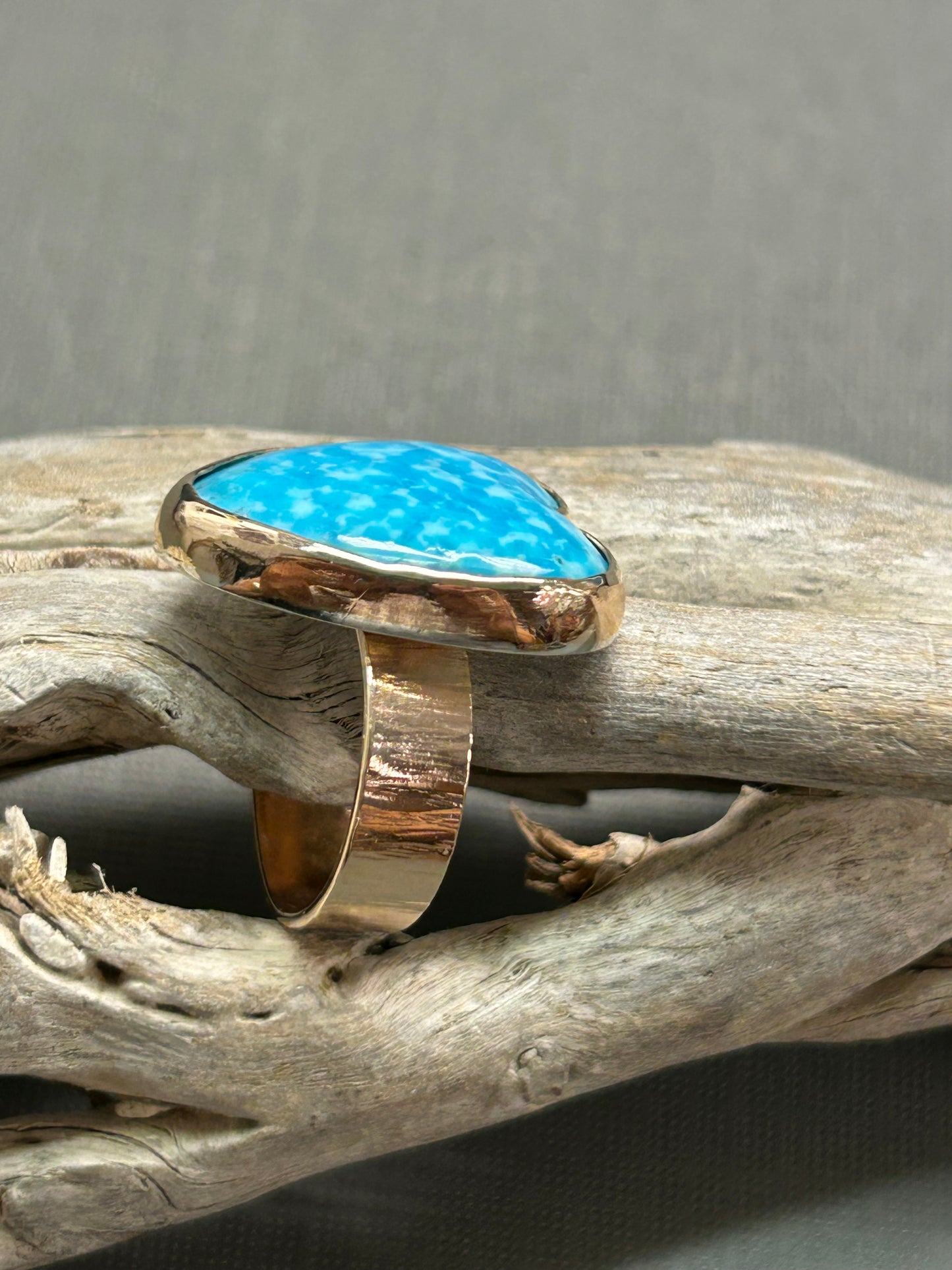 Turquoise Heart ring- Gold