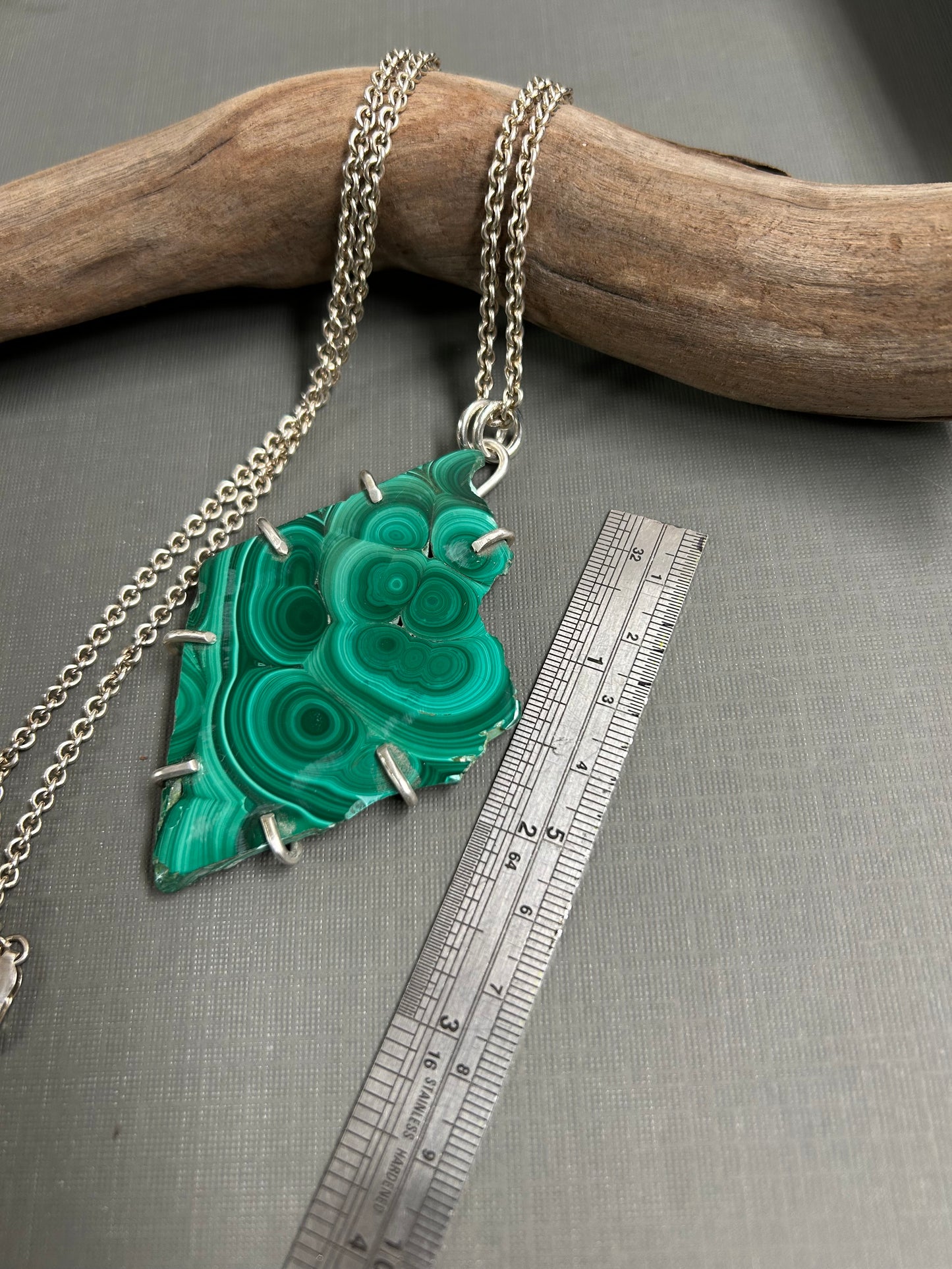Green Malachite long necklace