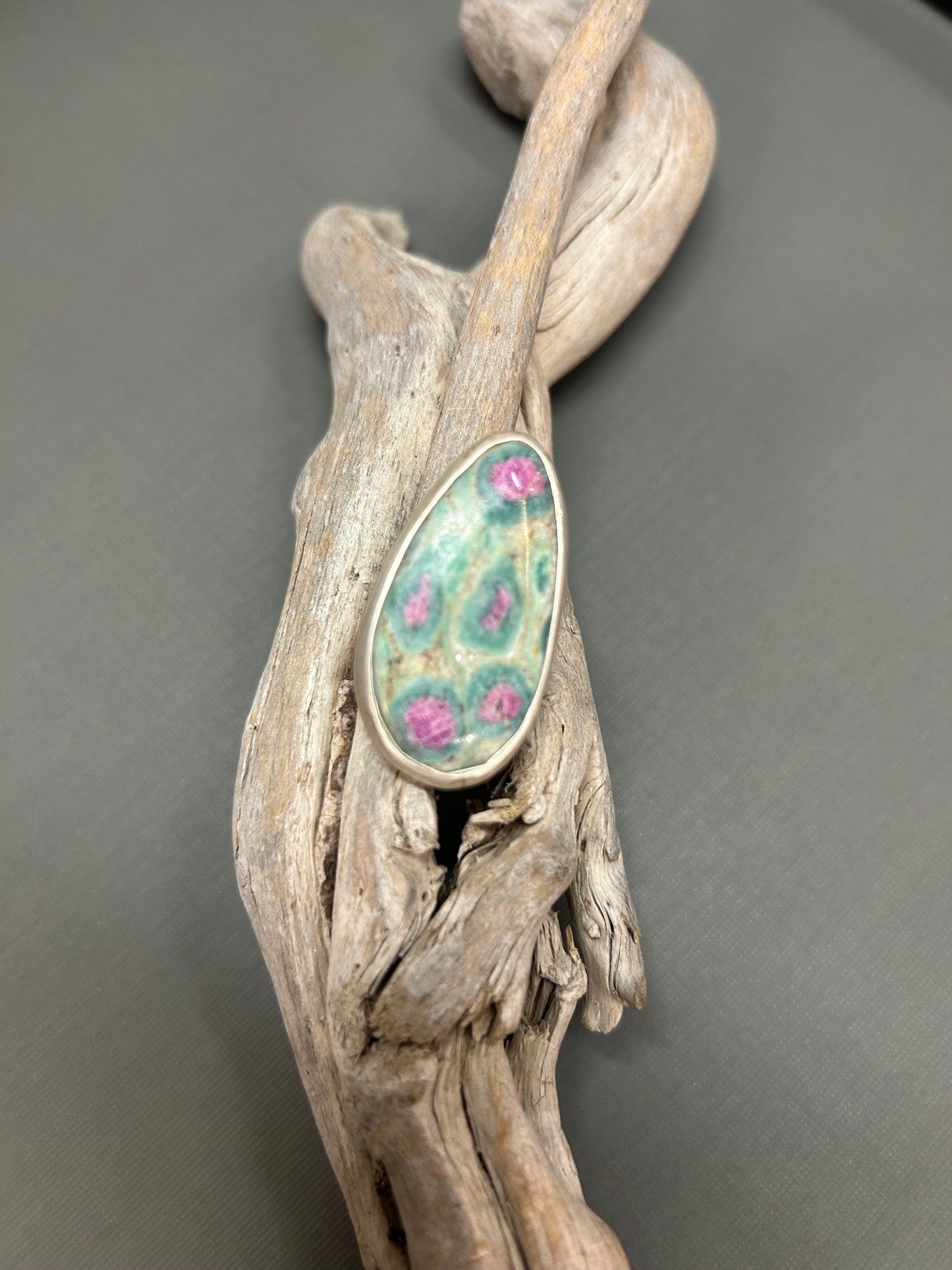 Ruby zoisite silver ring