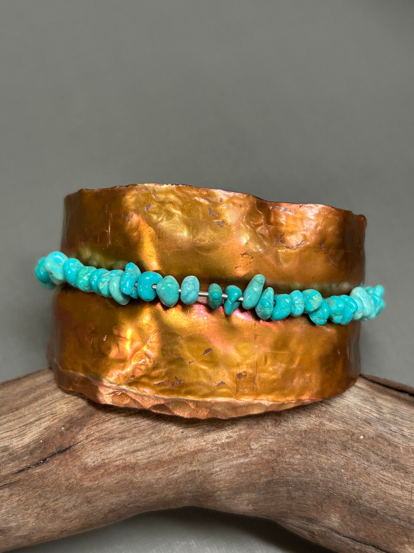 Copper cuff/ blue turquoise