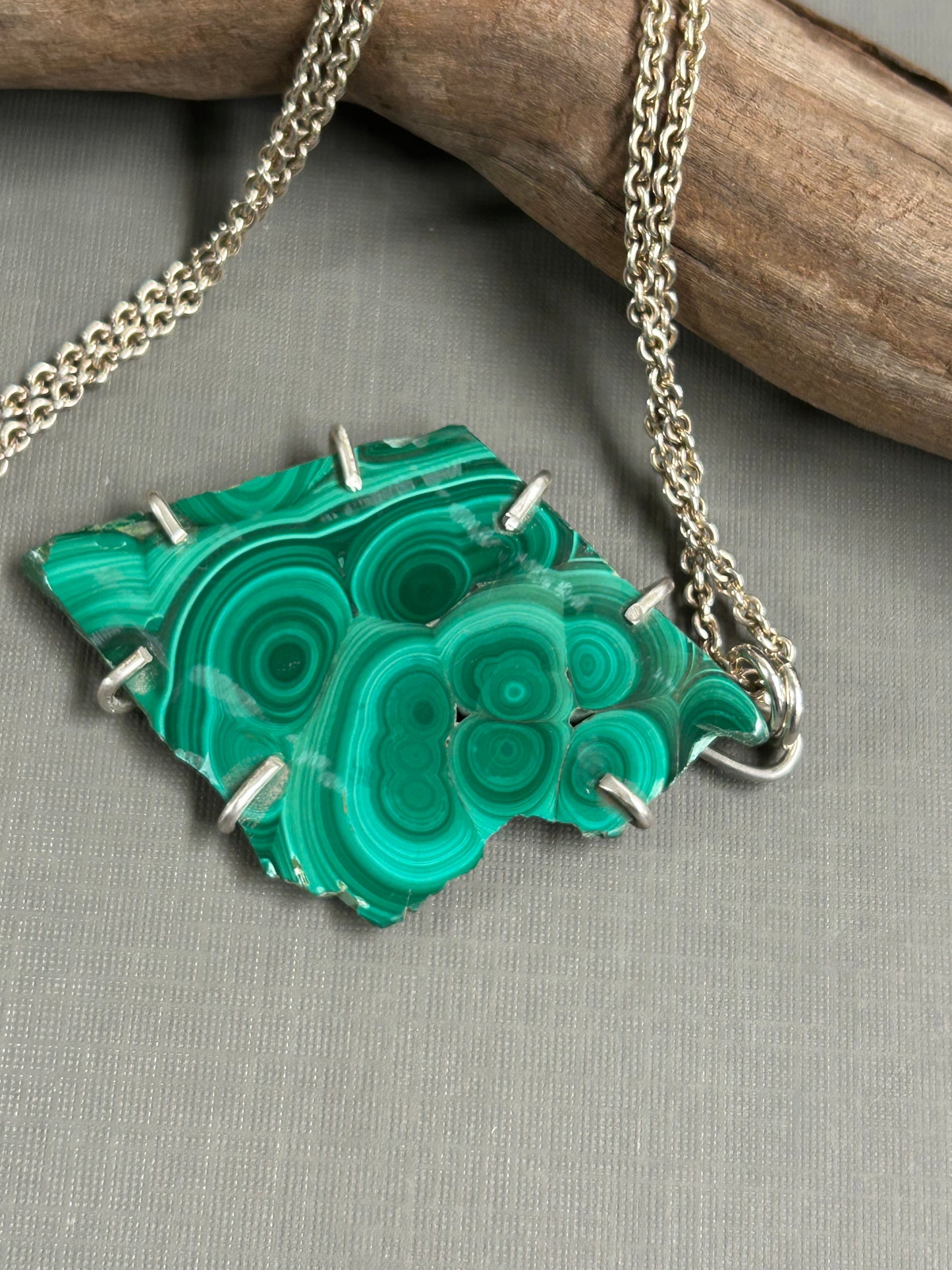 Green Malachite long necklace