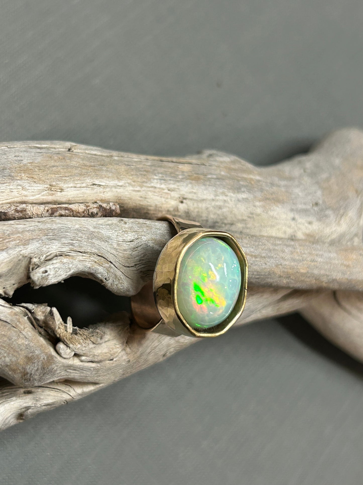 Rainbow Opal Gold ring