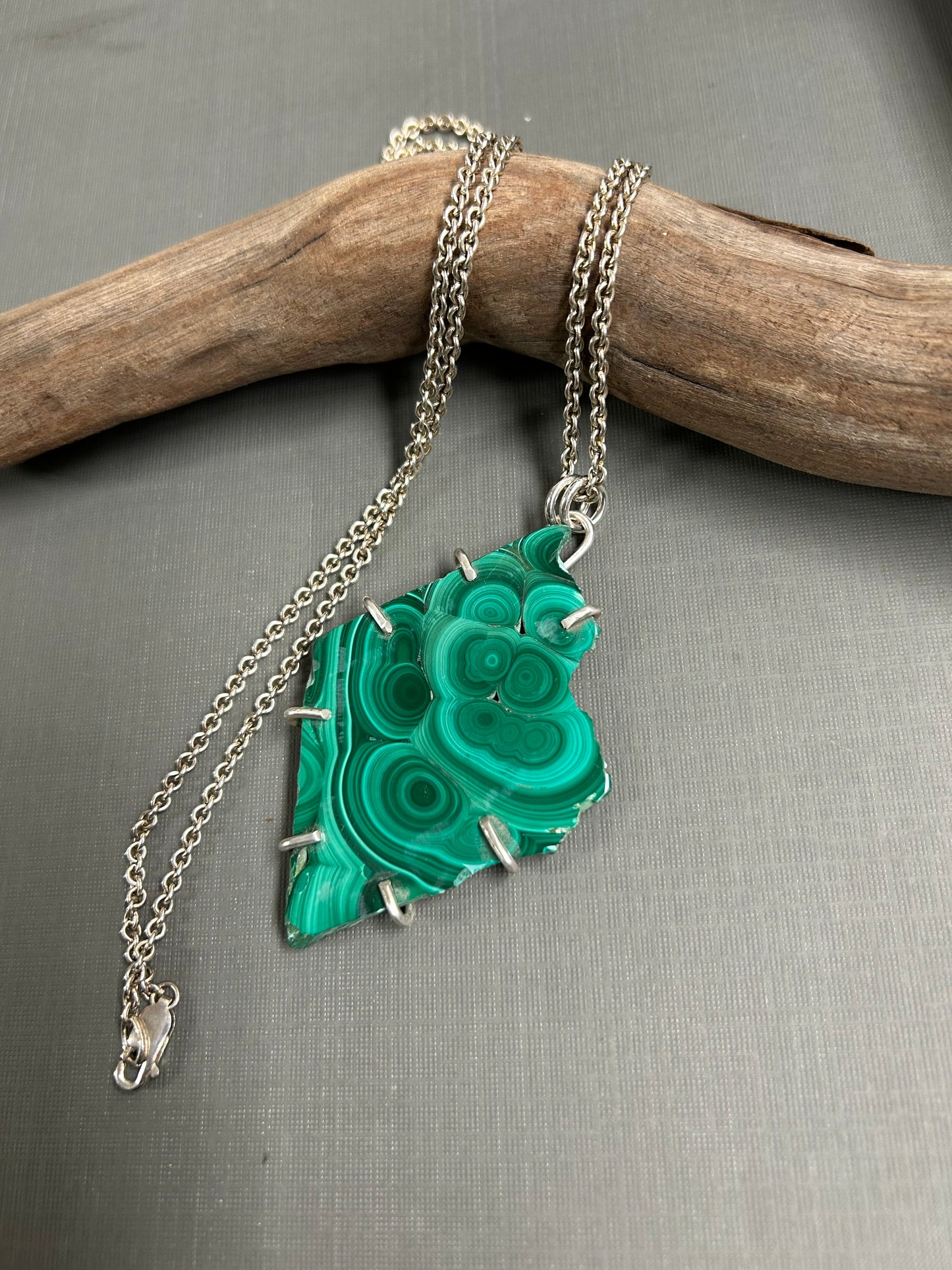 Green Malachite long necklace