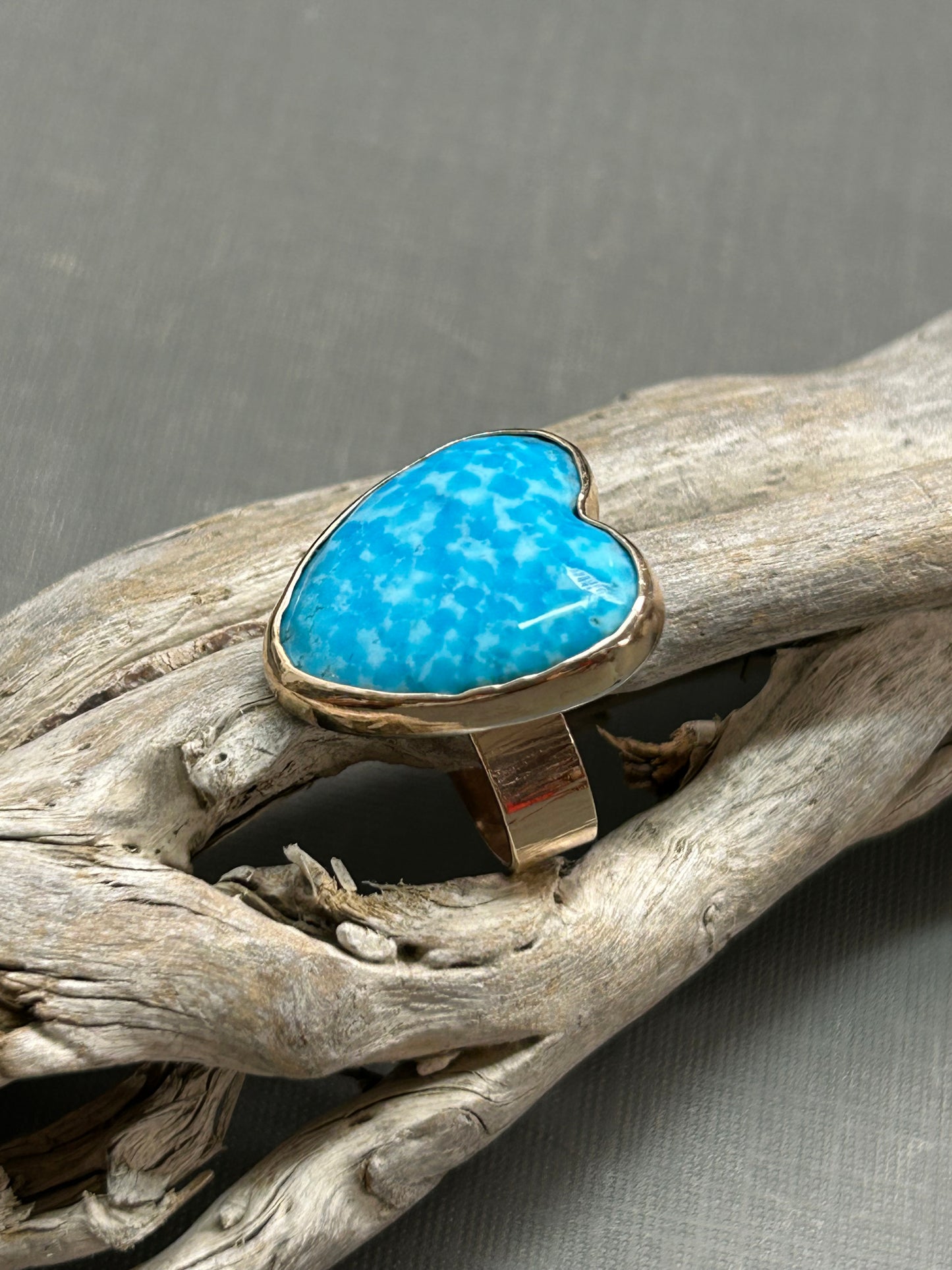 Turquoise Heart ring- Gold