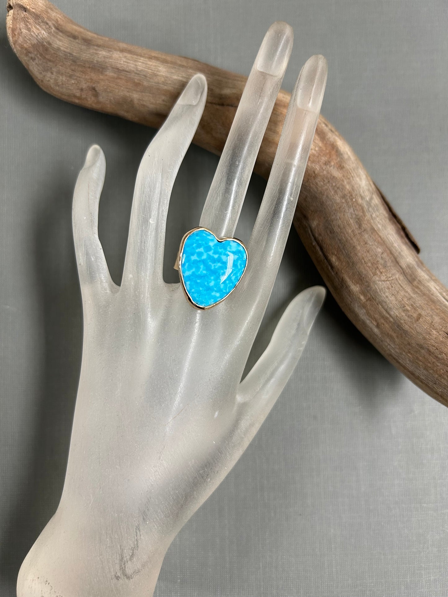 Turquoise Heart ring- Gold