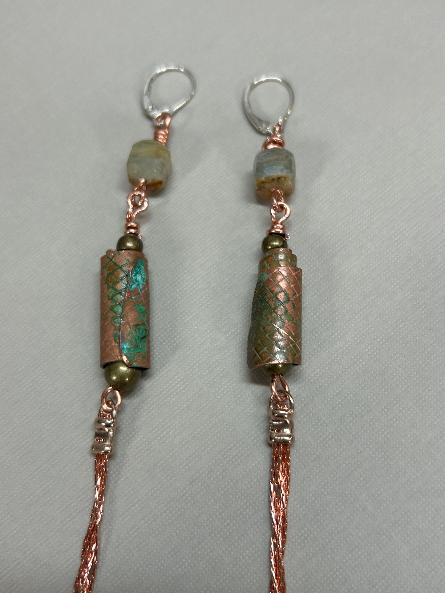 Long copper earrings