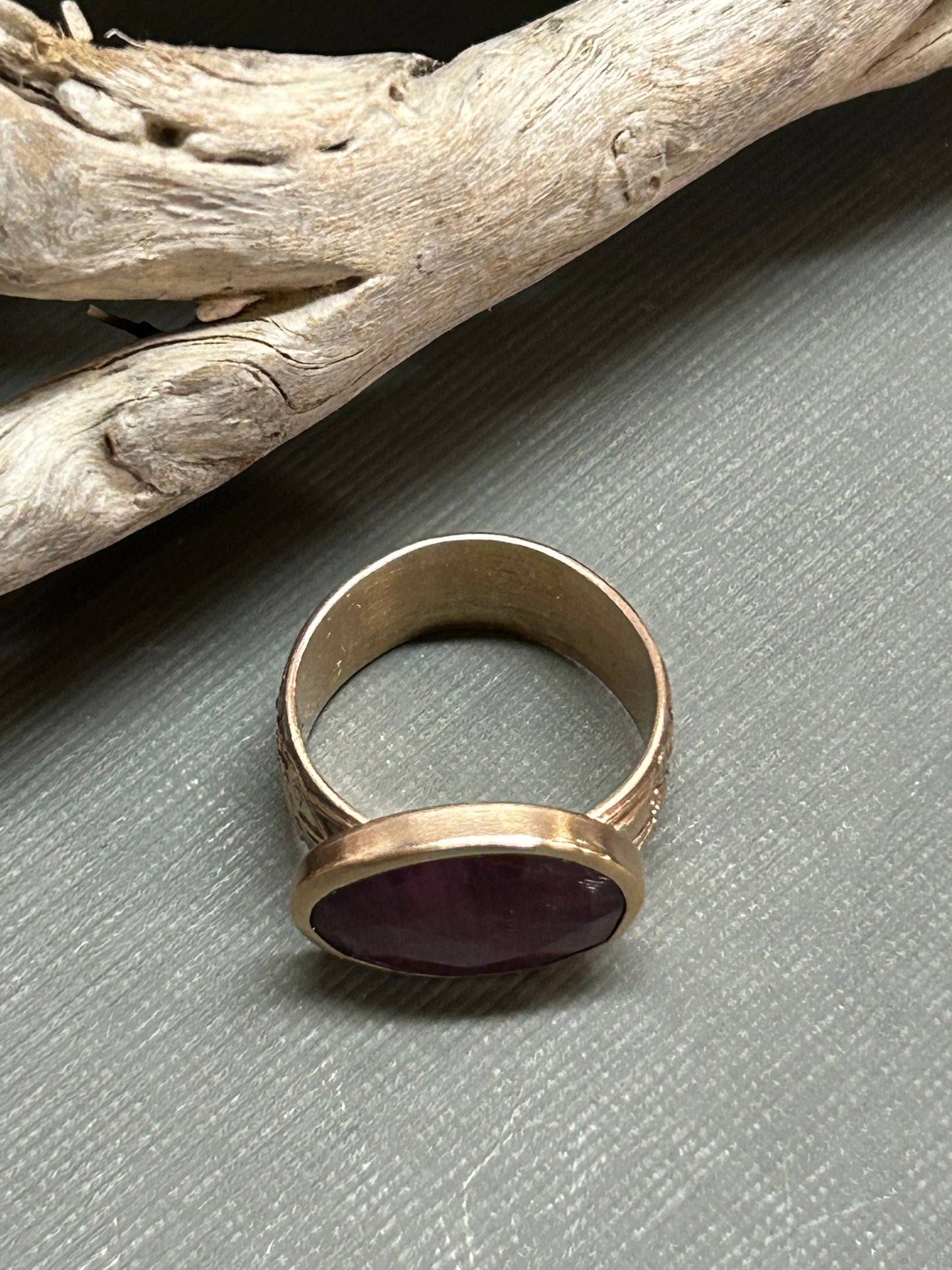Ruby gold ring- floral Band