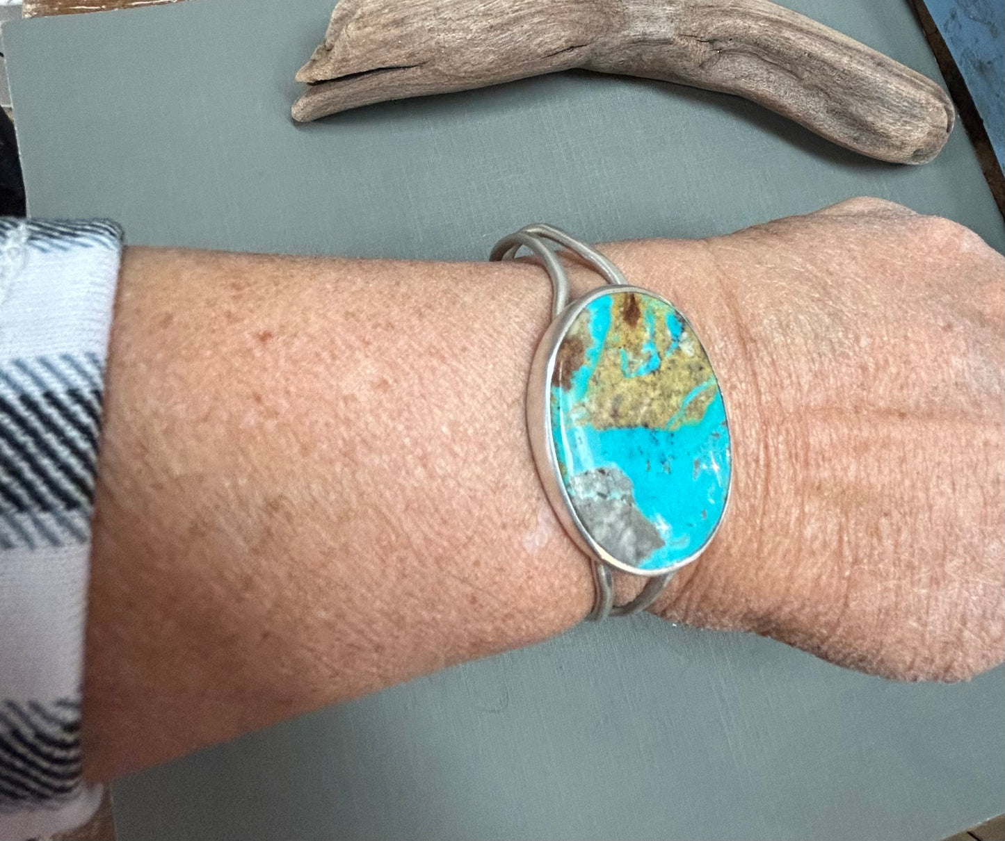 Turquoise silver cuff/bracelet statement piece