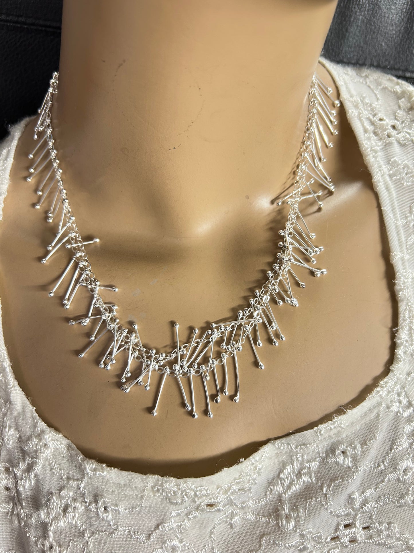 Silver “sticks”-Taiga necklace