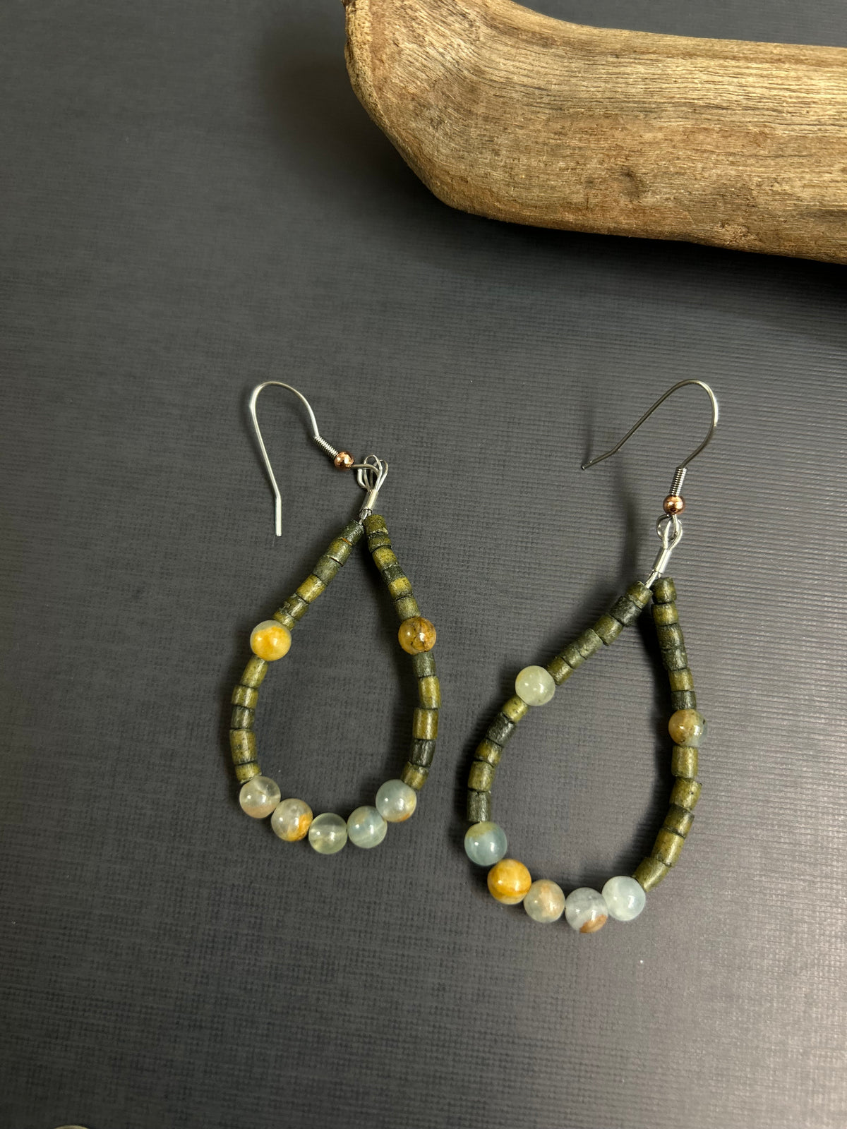 Hoop earrings Aventurine and Lamurian Agate