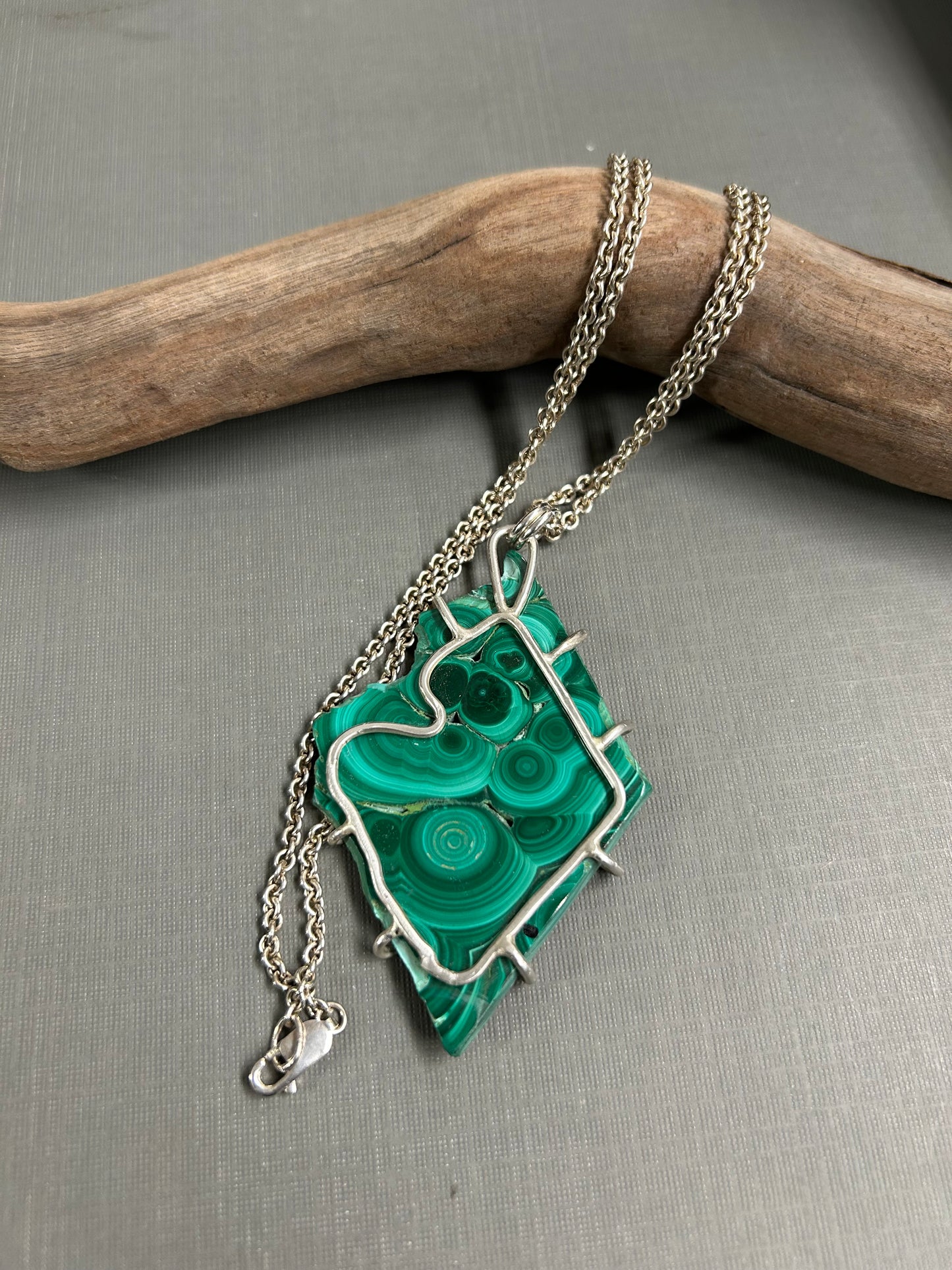 Green Malachite long necklace