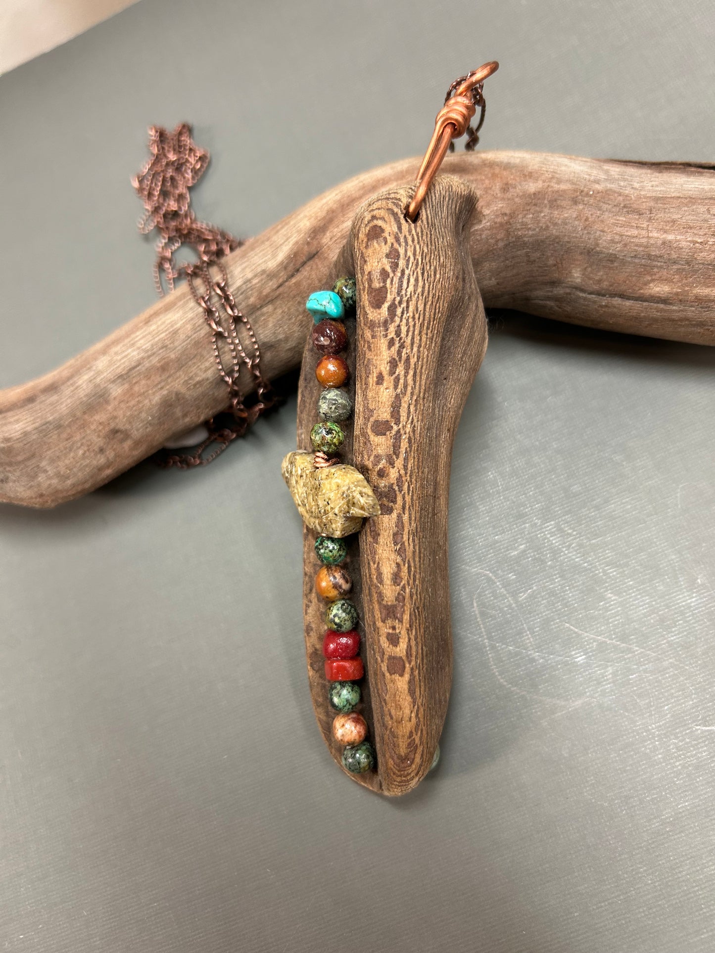 Driftwood bird necklace