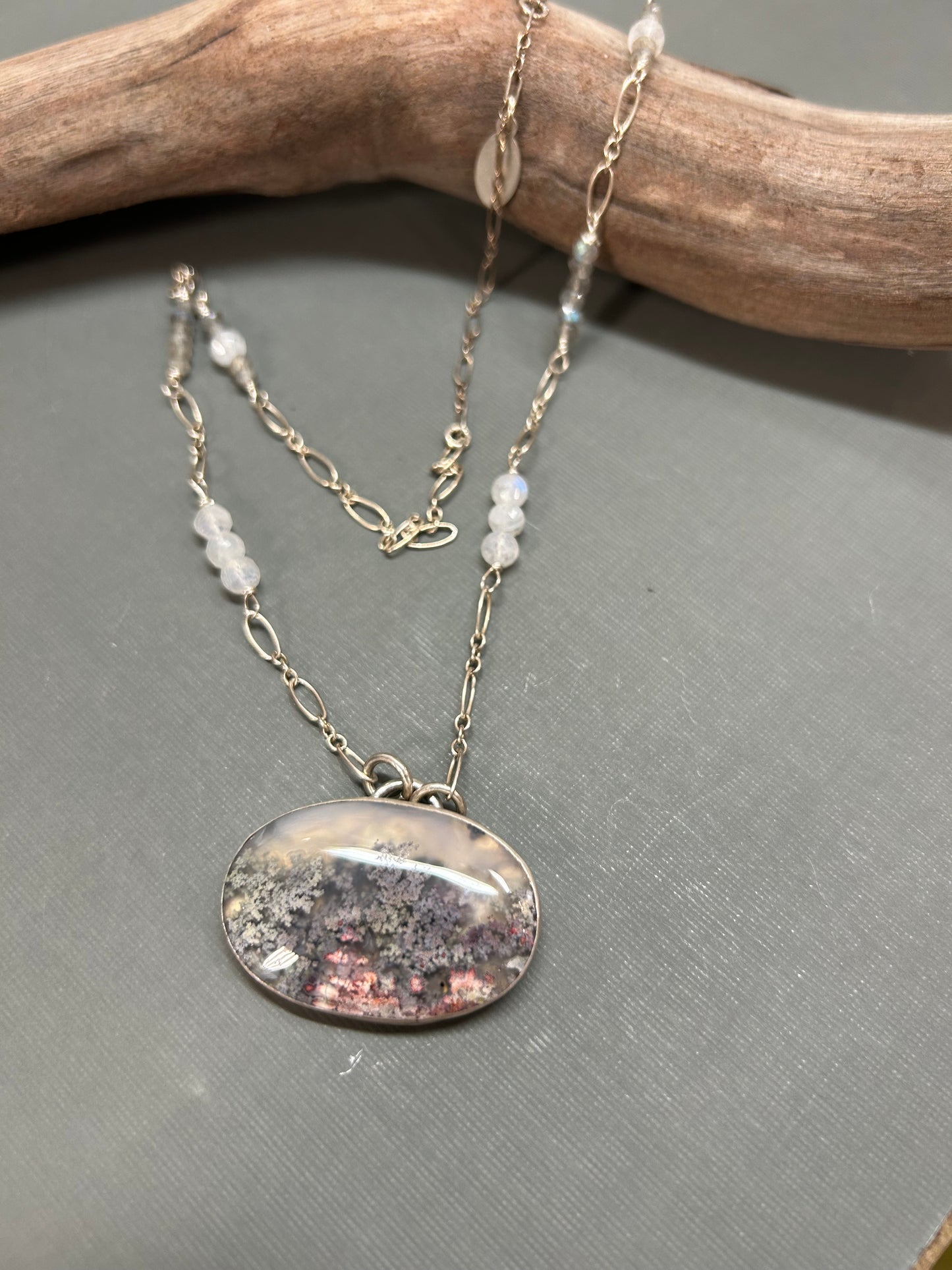 Moss Agate-Underwater scene necklace