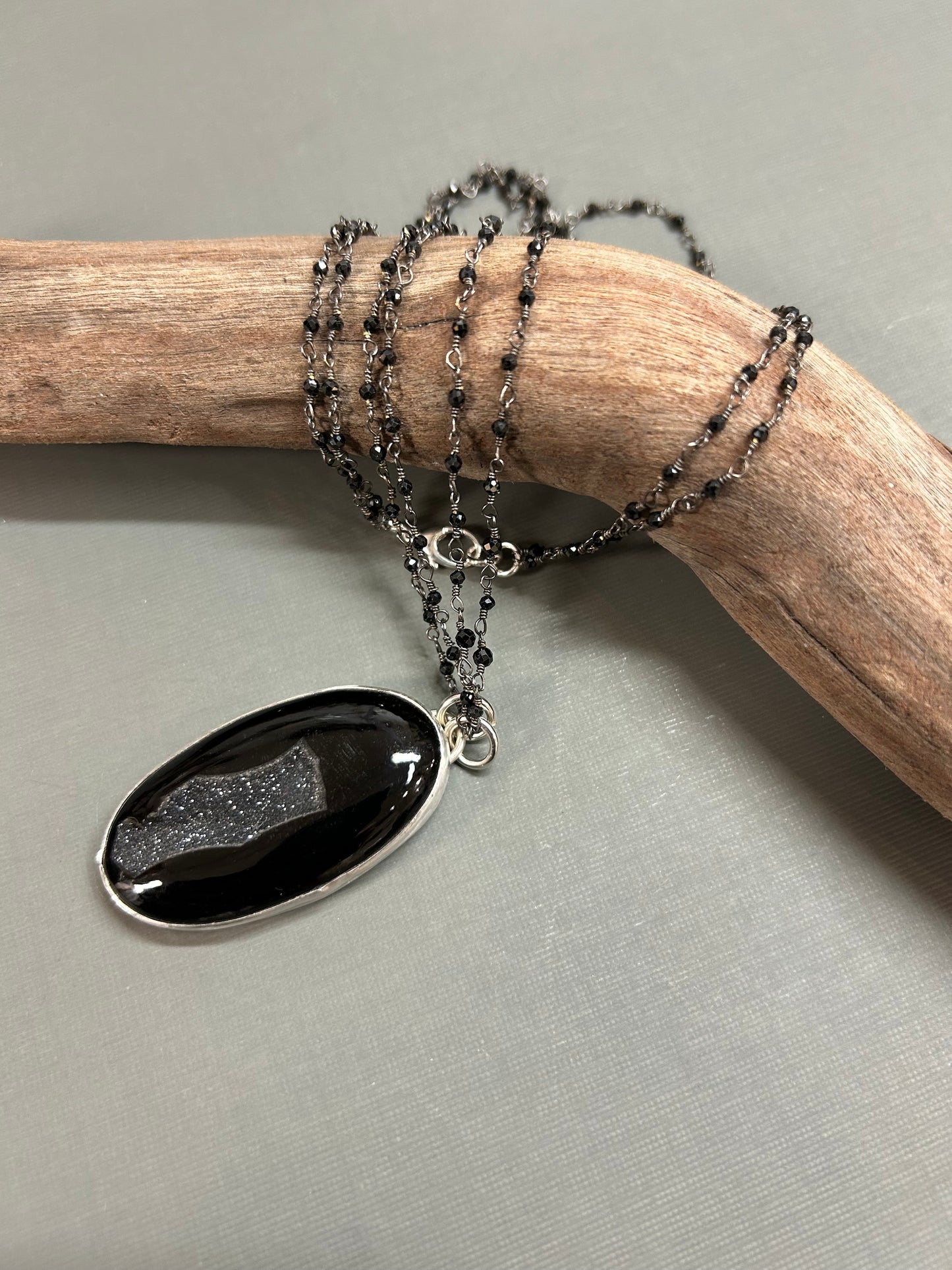 Black Onyx and Spinel necklace