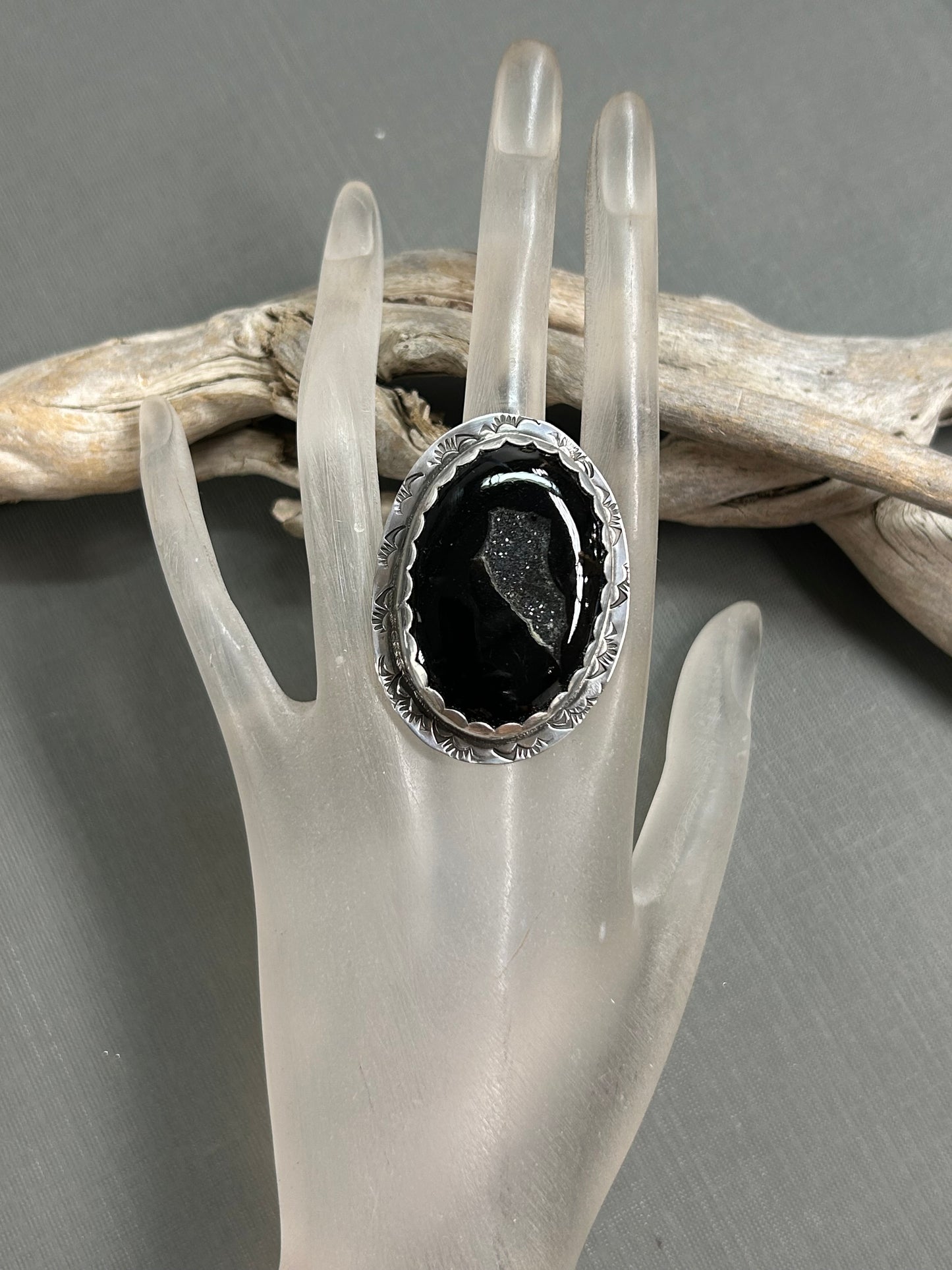 Black onyx ring-silver