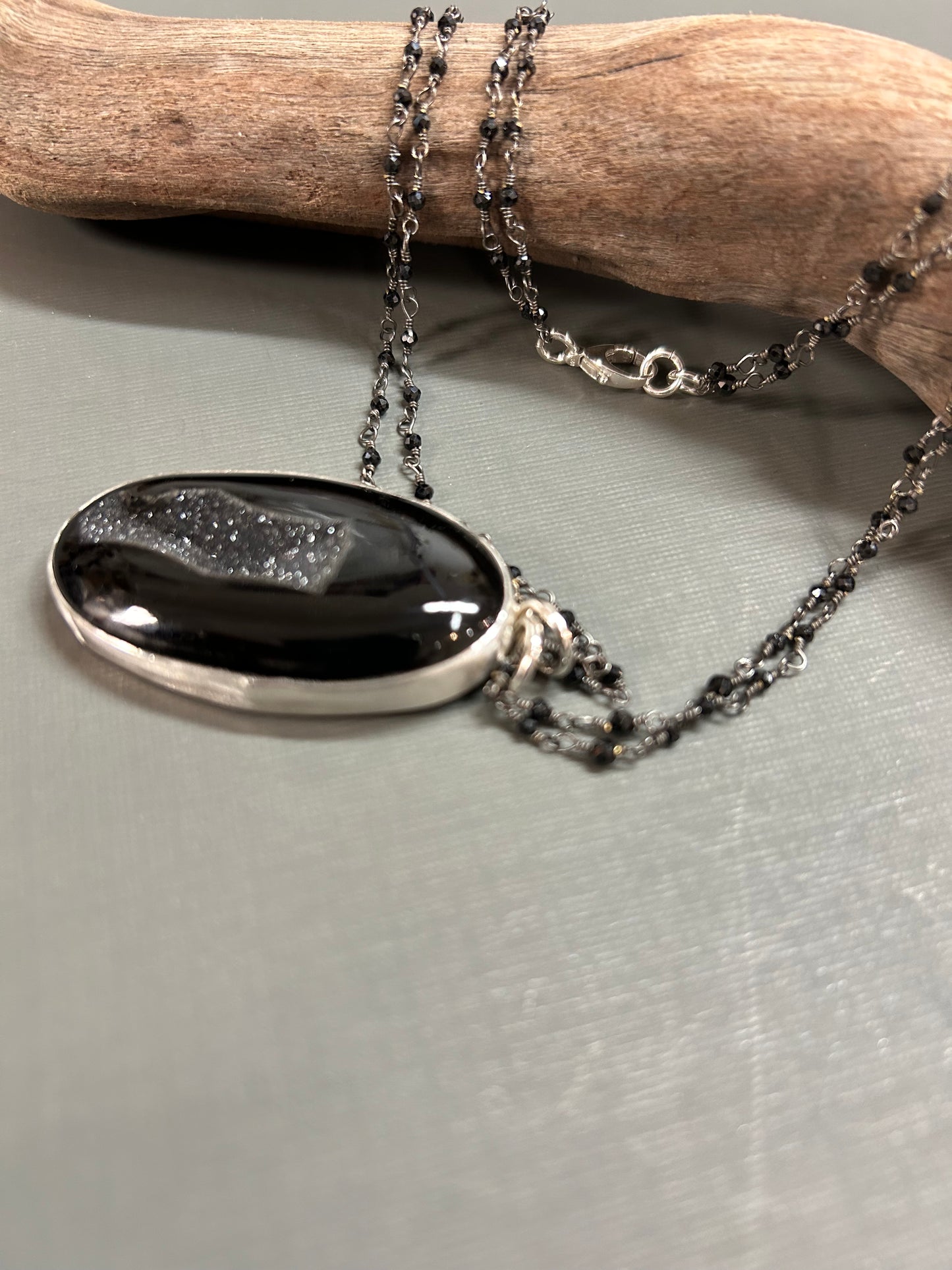 Black Onyx and Spinel necklace