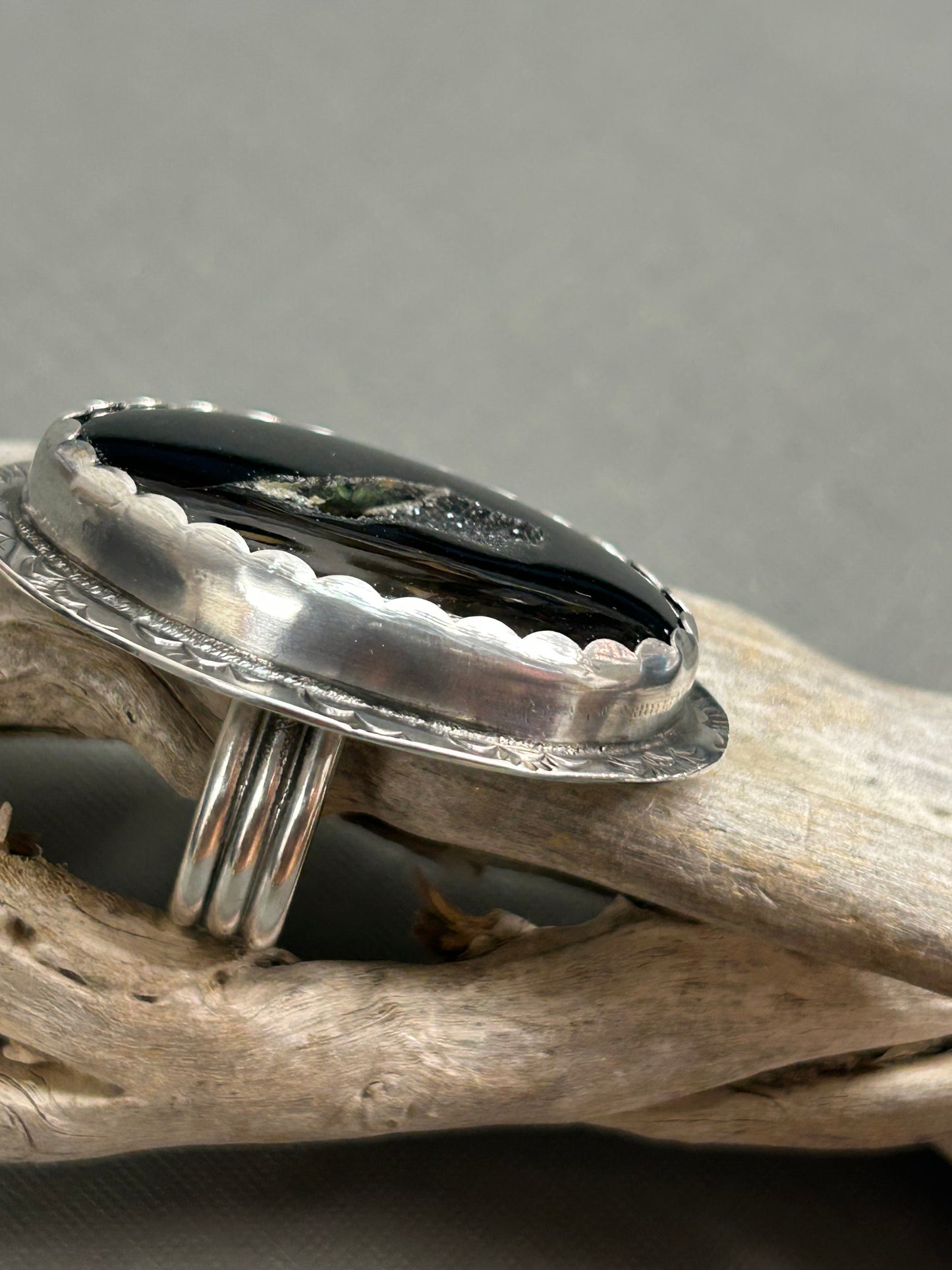 Black onyx ring-silver