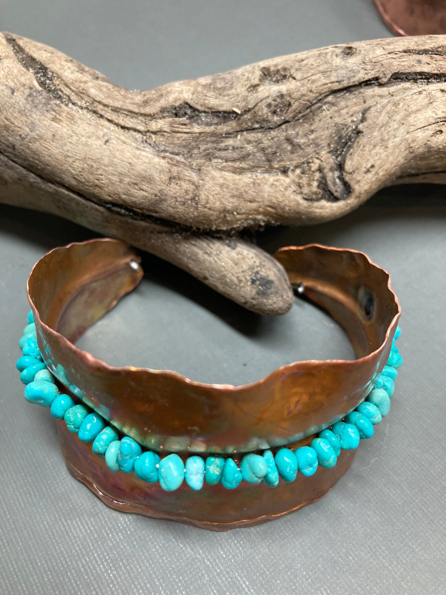 Copper cuff/ blue turquoise