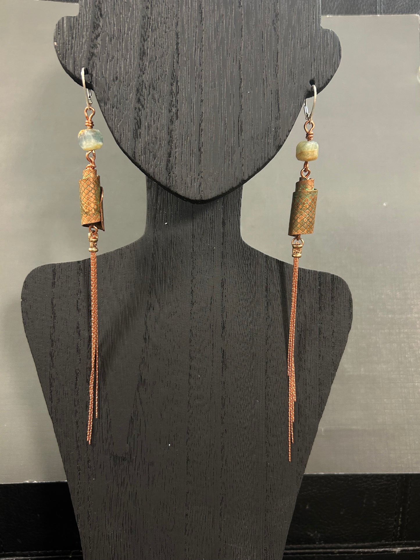 Long copper earrings