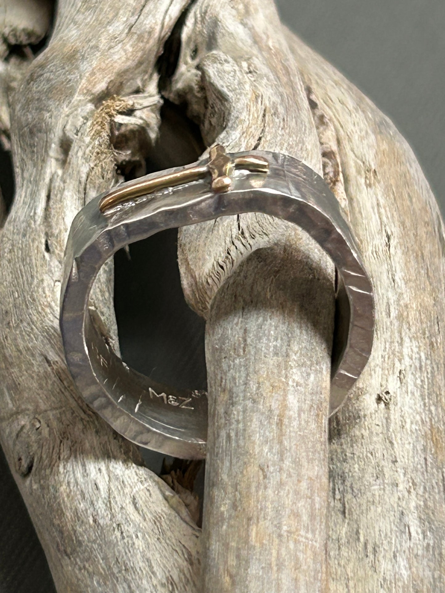 Cross ring- bi-metal gold and silver