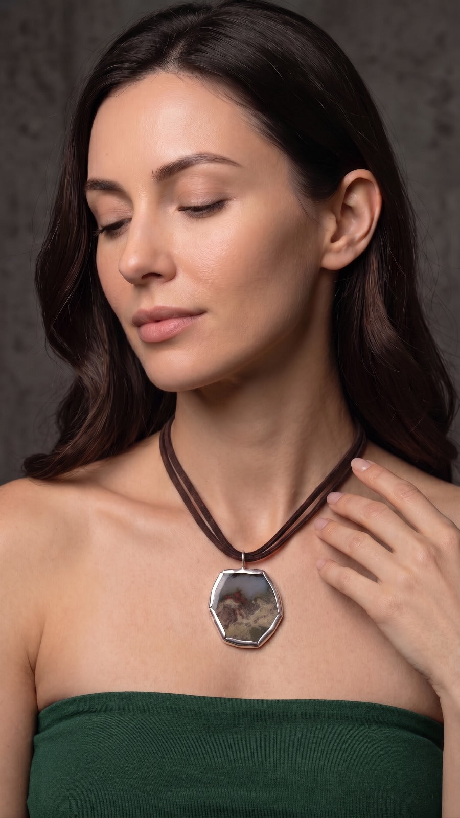 Moss Picture Agate necklace natural Gemstone