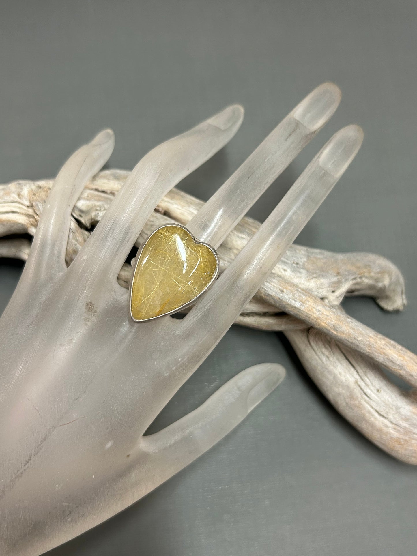 Heart ring-Rutiladed Quartz