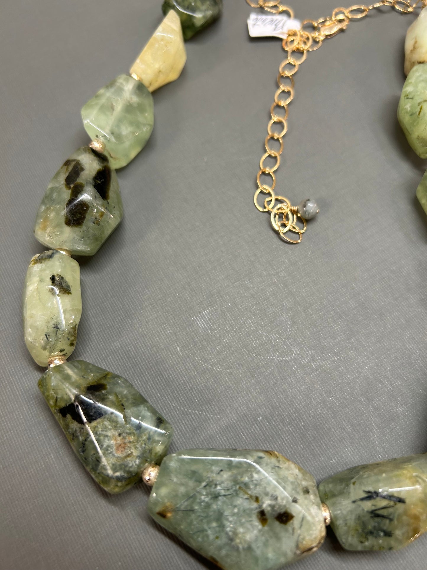 Prehnite green chunky necklace