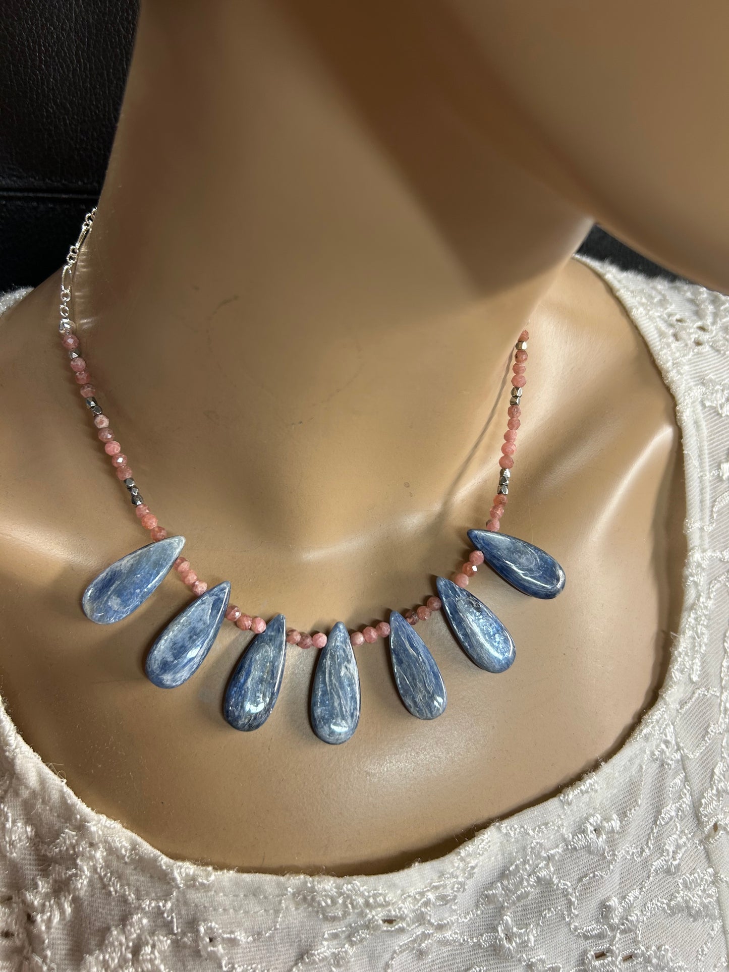 Blue and pink necklace