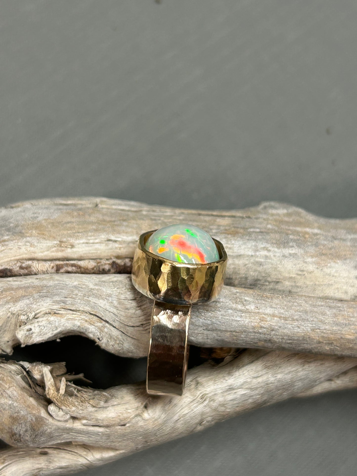 Rainbow Opal Gold ring