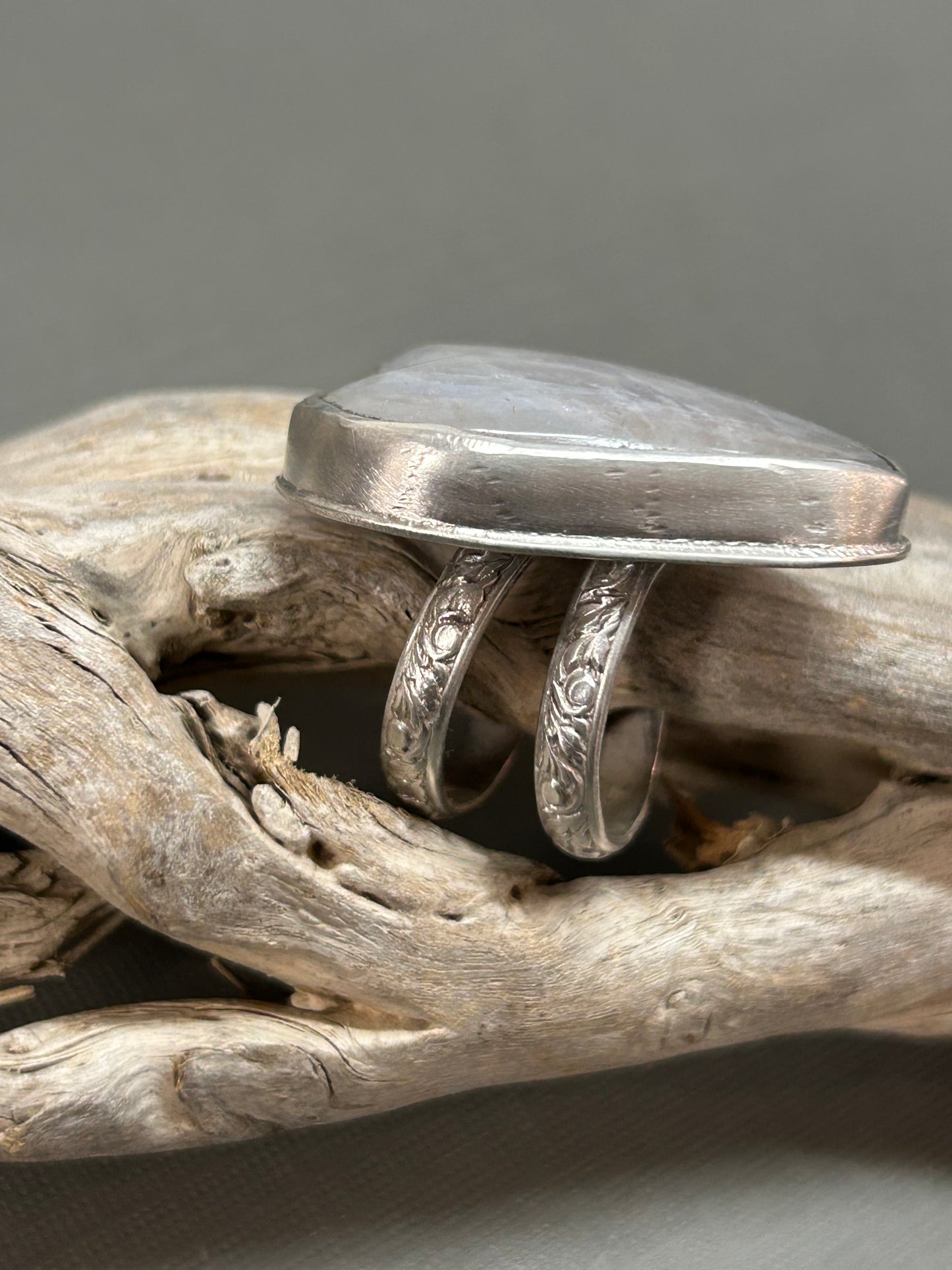 Rainbow moonstone heart ring-statement ring