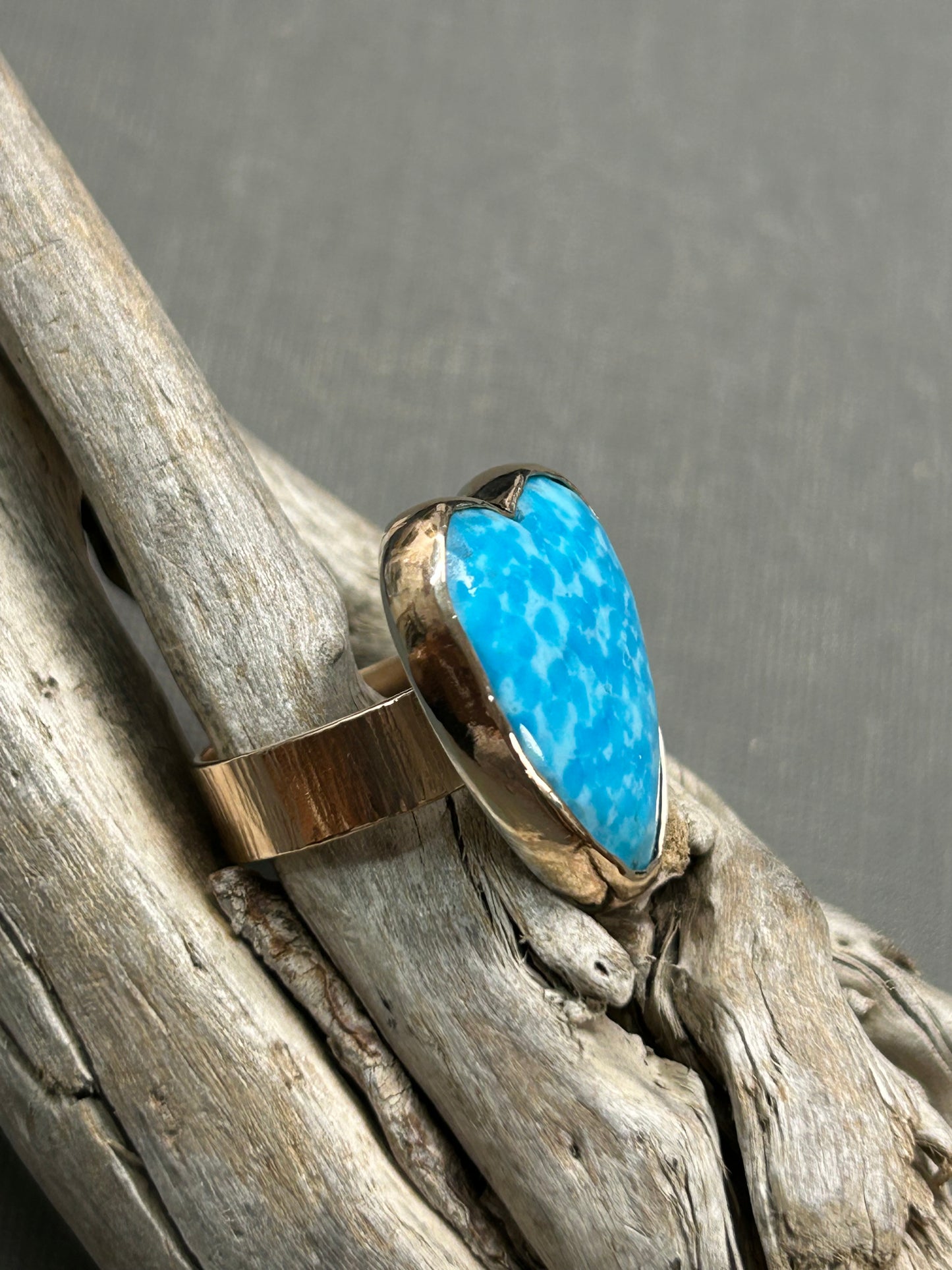 Turquoise Heart ring- Gold